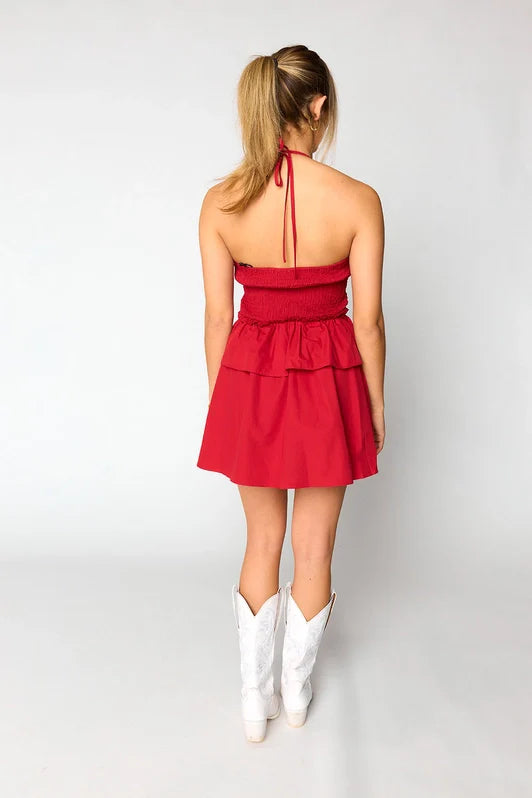 Remi Halter Romper - Red