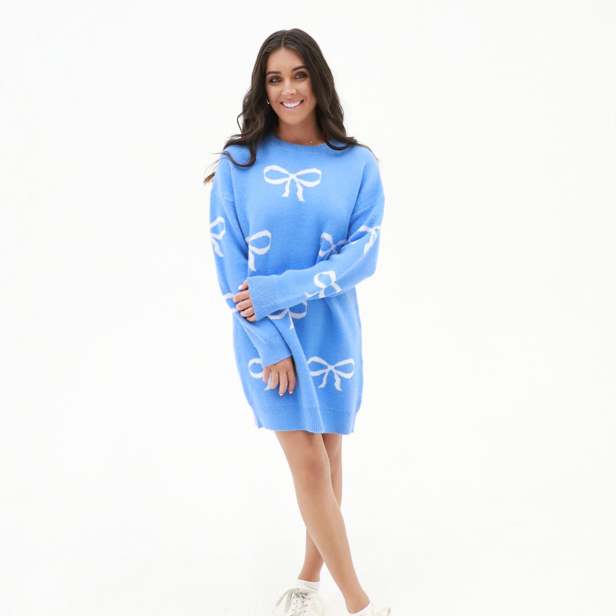 Martha Blue Bows Sweater Dress
