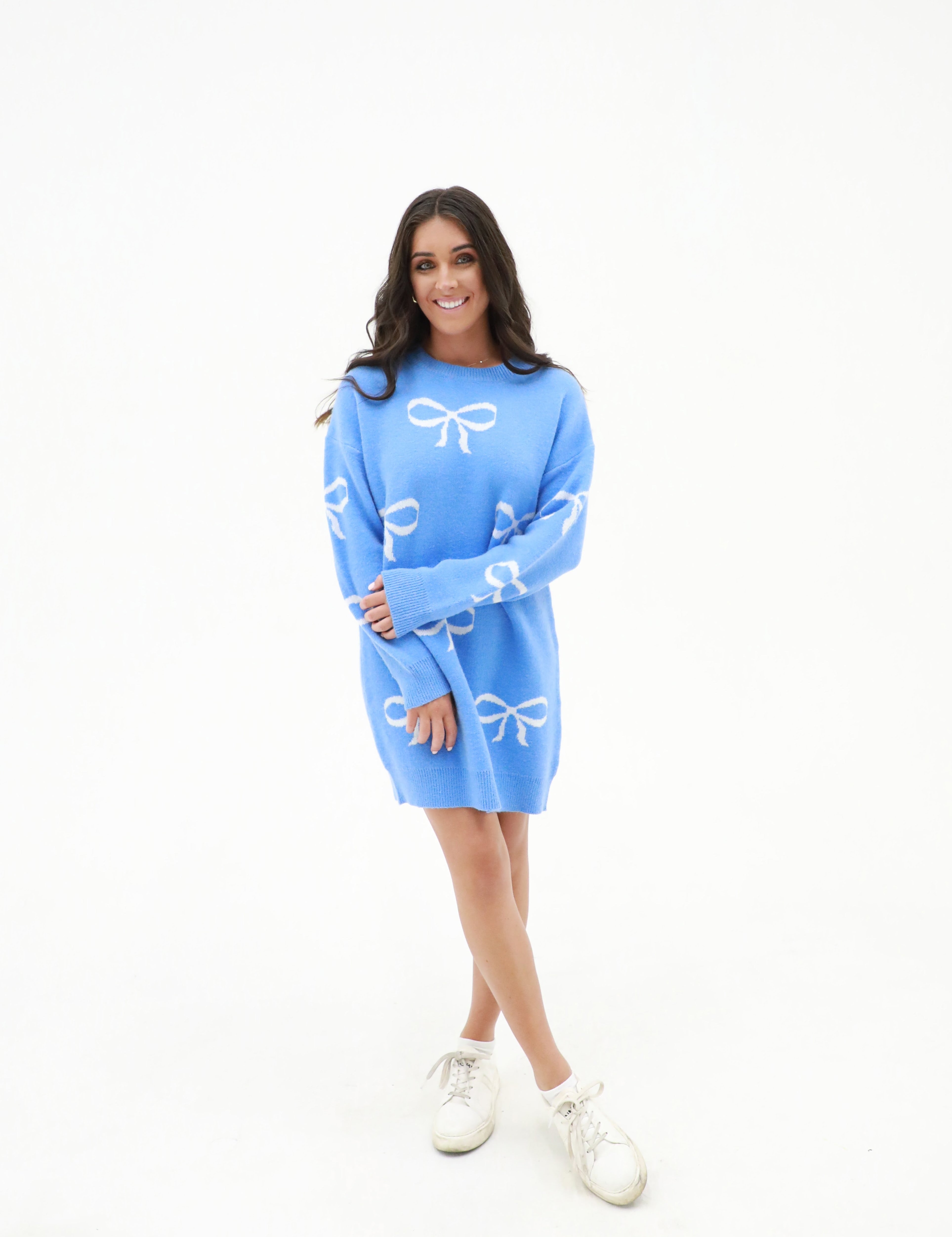 Martha Blue Bows Sweater Dress