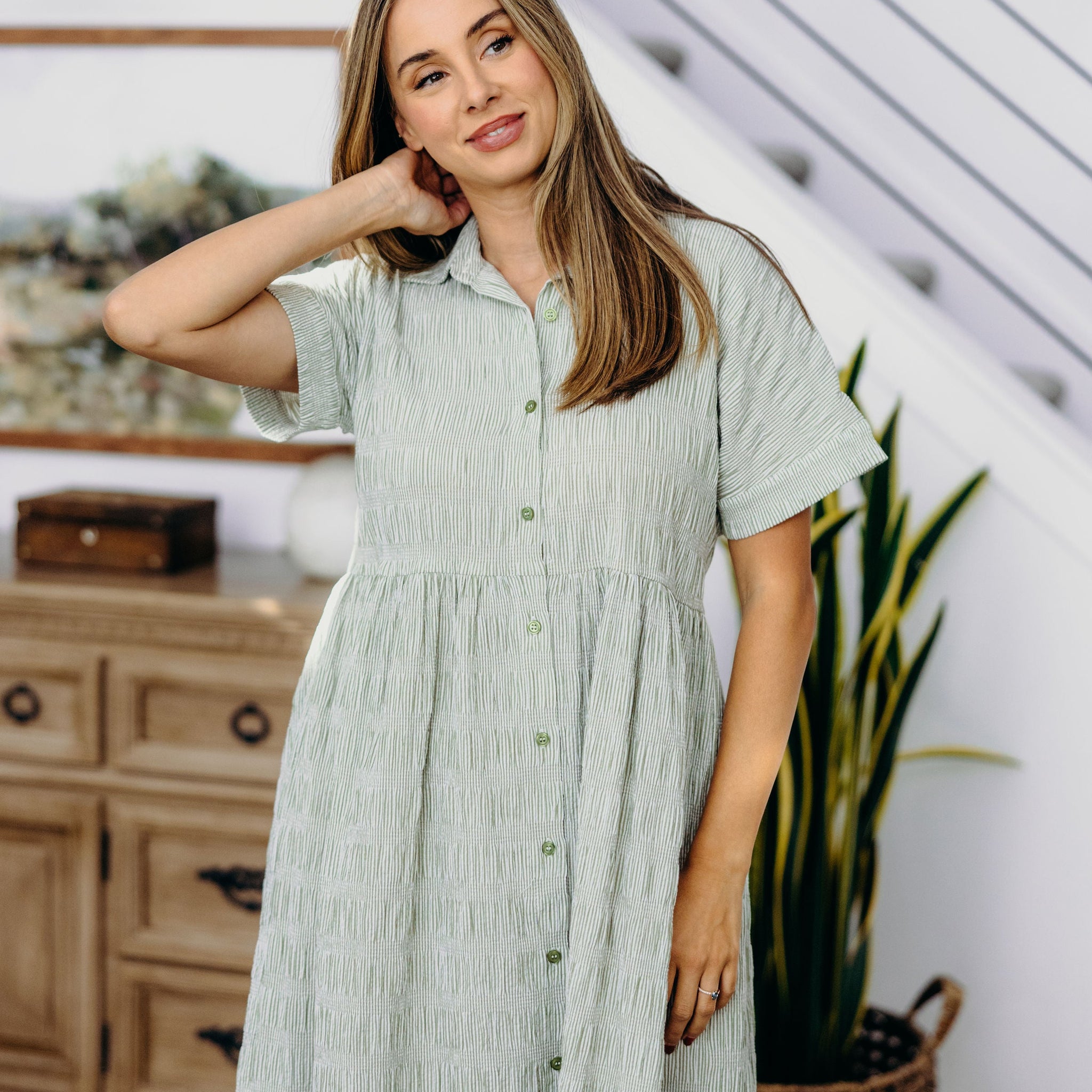 THE BLANCHE IN OLIVE STRIPE