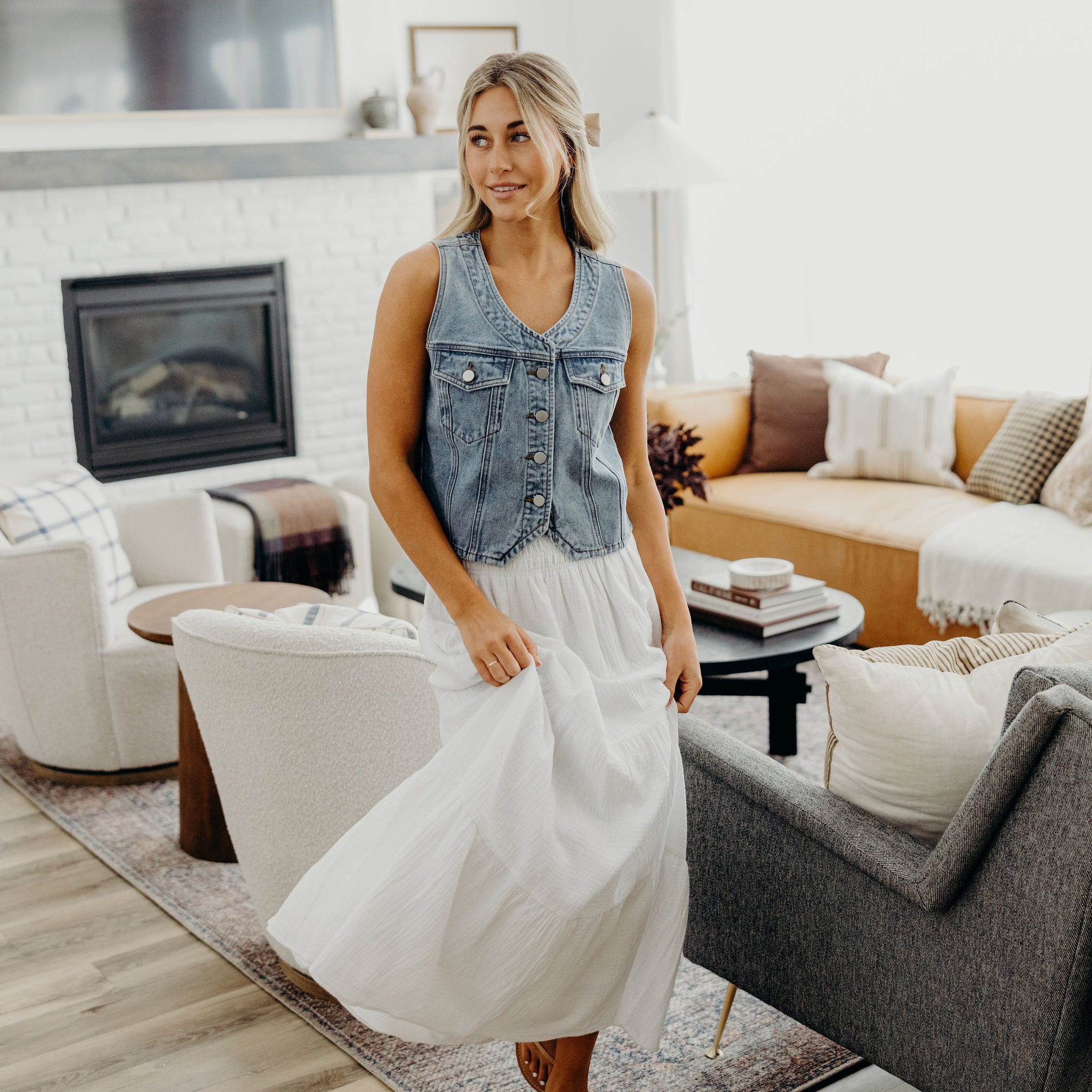 GAUZE MAXI SKIRT IN WHITE