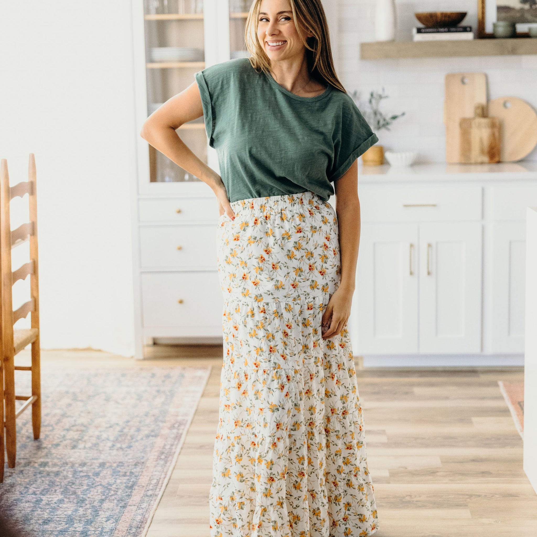 CIRCULAR SKIRT IN PEACH NECTARINE