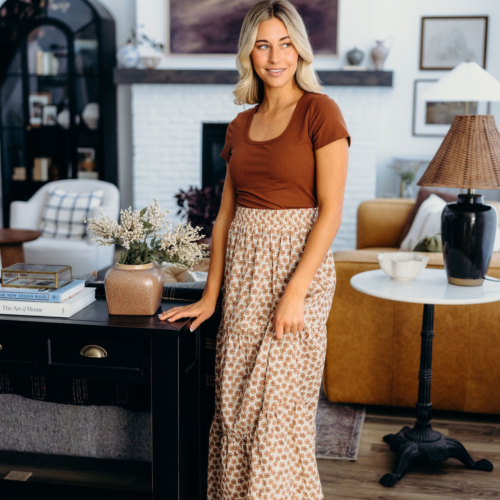COTTON BOHO SKIRT IN RUSTIC TERRA