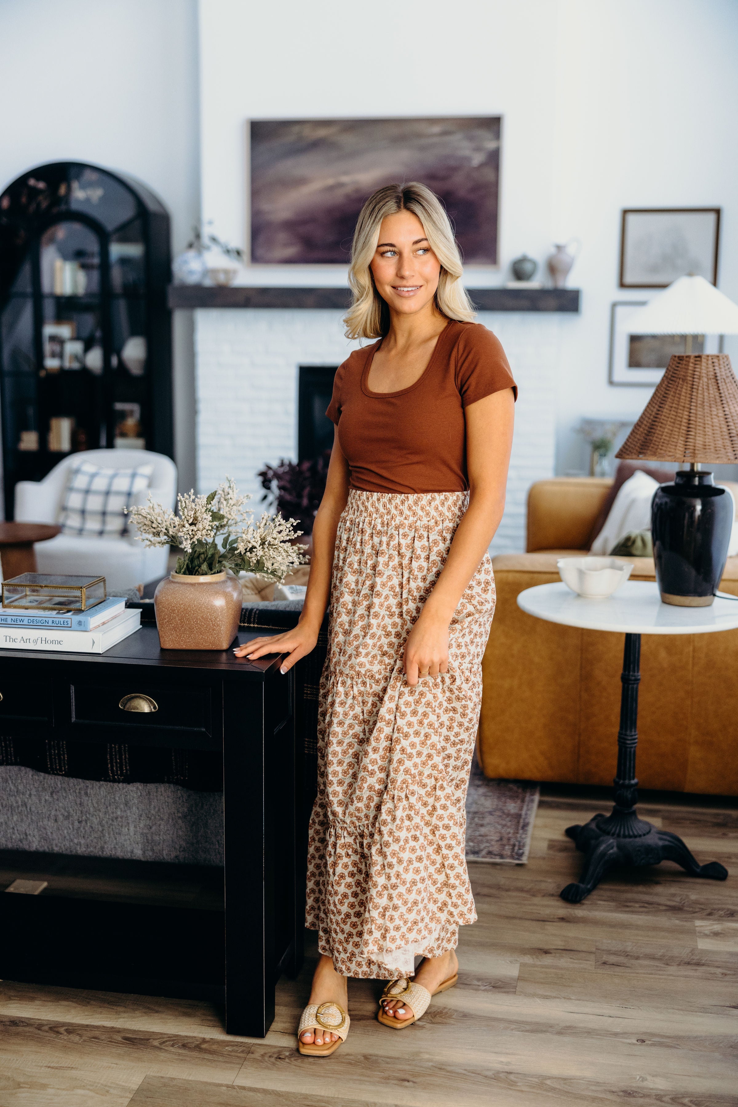 COTTON BOHO SKIRT IN RUSTIC TERRA