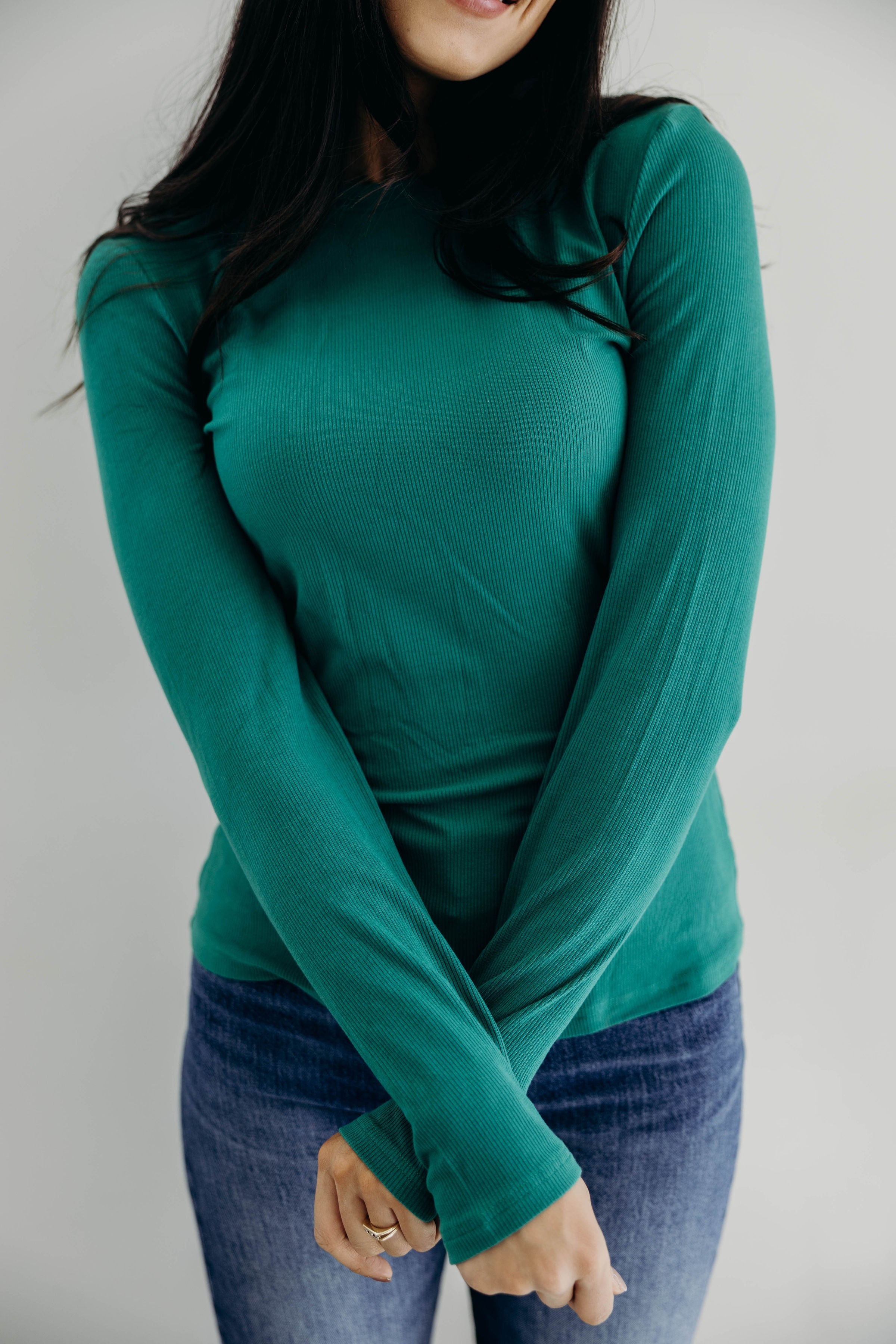 HIGH NECK LONG SLEEVE TEE IN LUSH MEADOW
