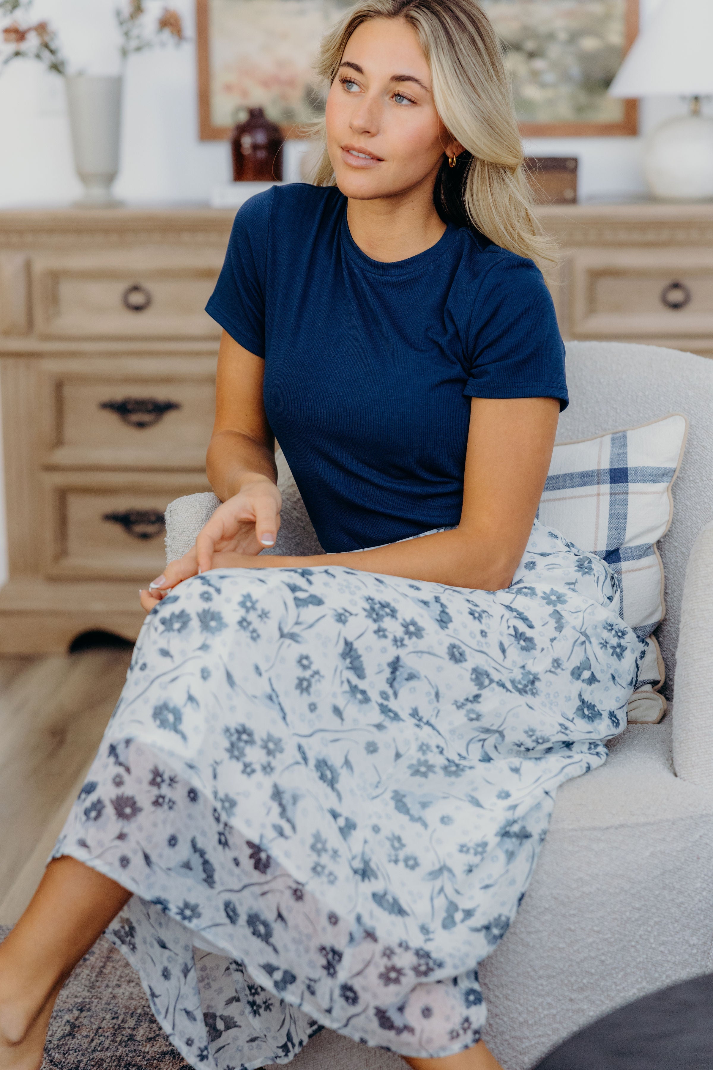 MAXI SLIP SKIRT IN BLUE WASHED DENIM FINAL SALE