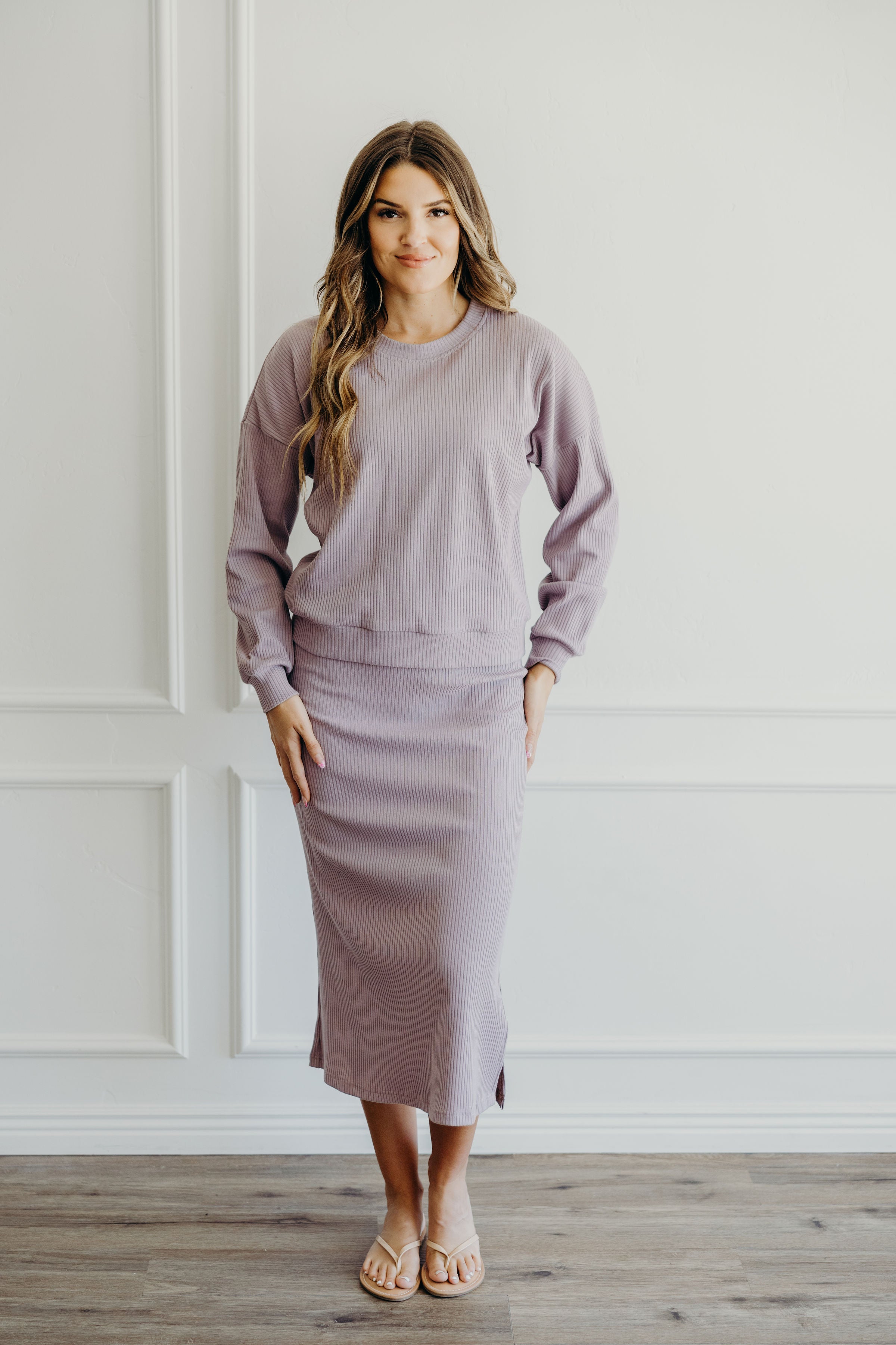 OVERSIZED RIBBED SWEATER IN LILAC FINAL SALE