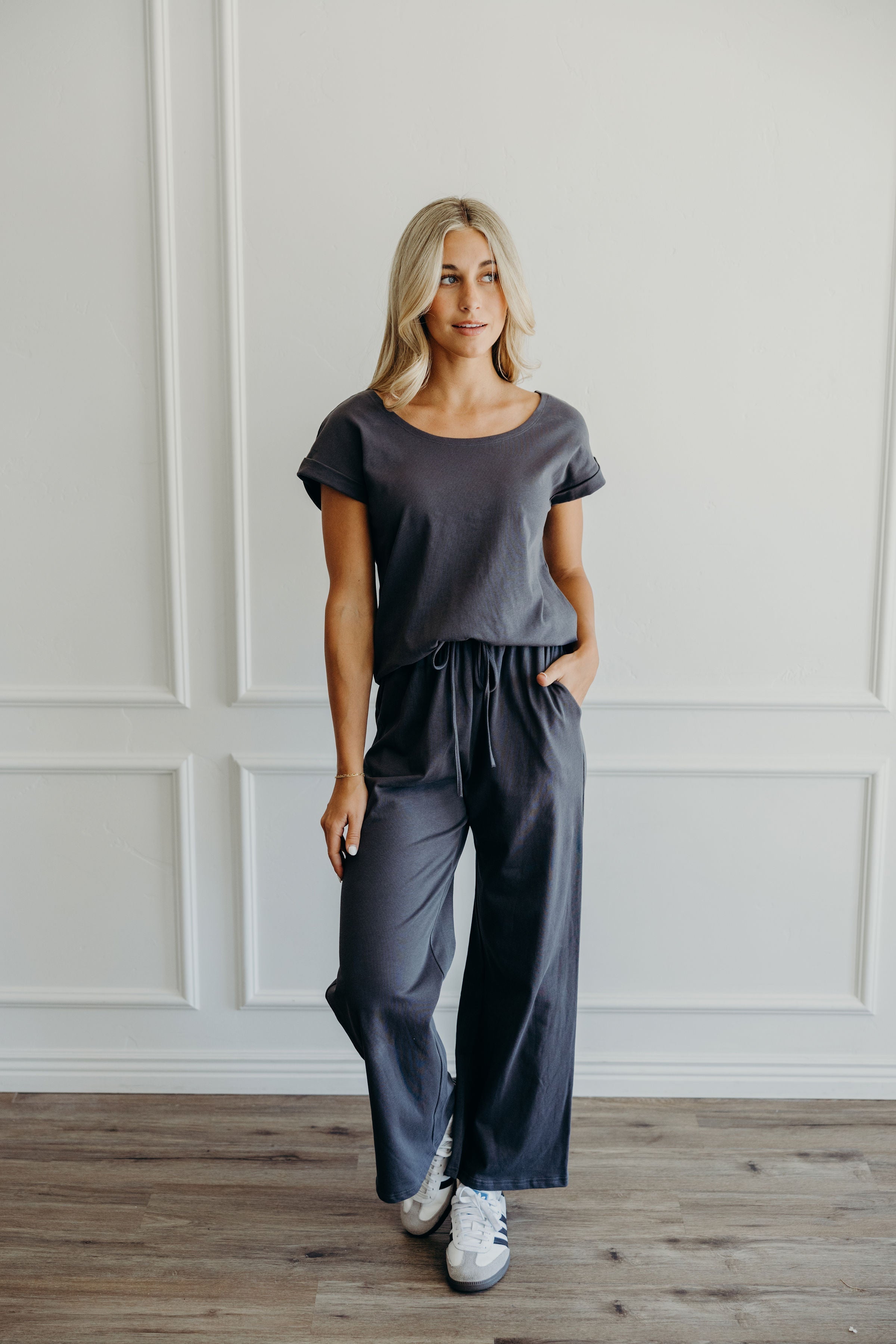 LOUNGE CUFF SLEEVE TEE IN MOONSTONE FINAL SALE