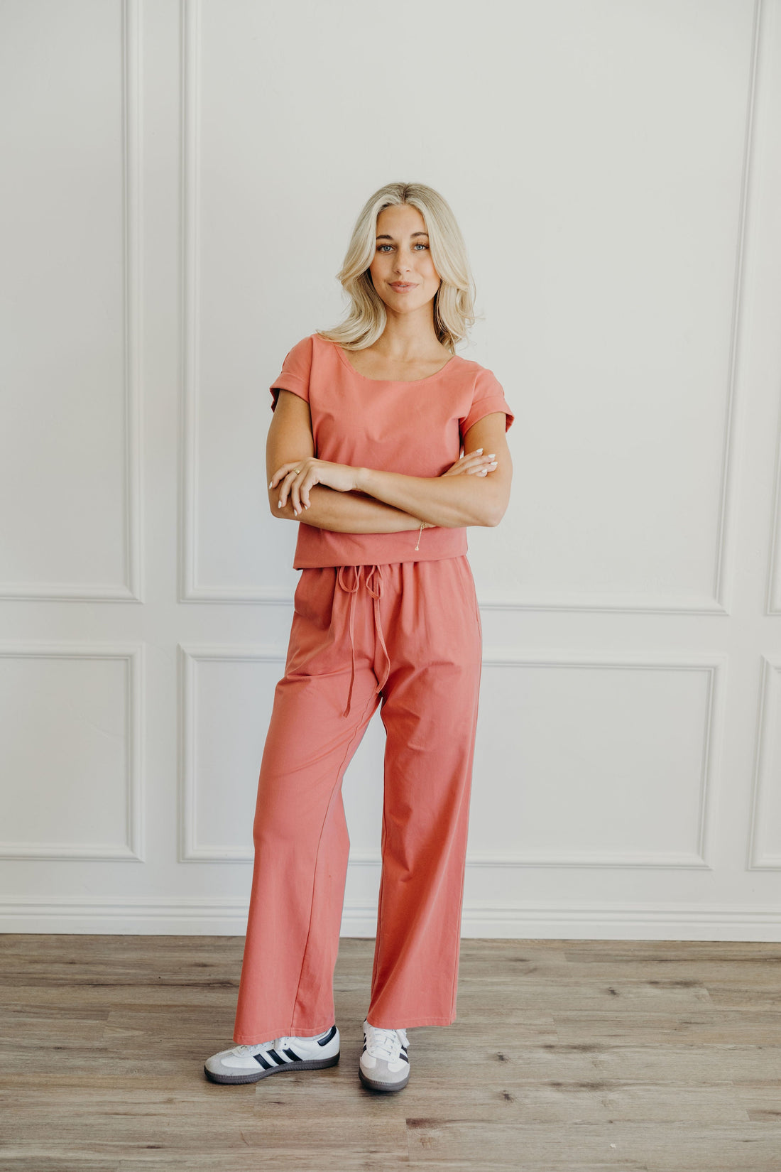 WIDE LEG LOUNGE PANTS IN WATERMELON FINAL SALE