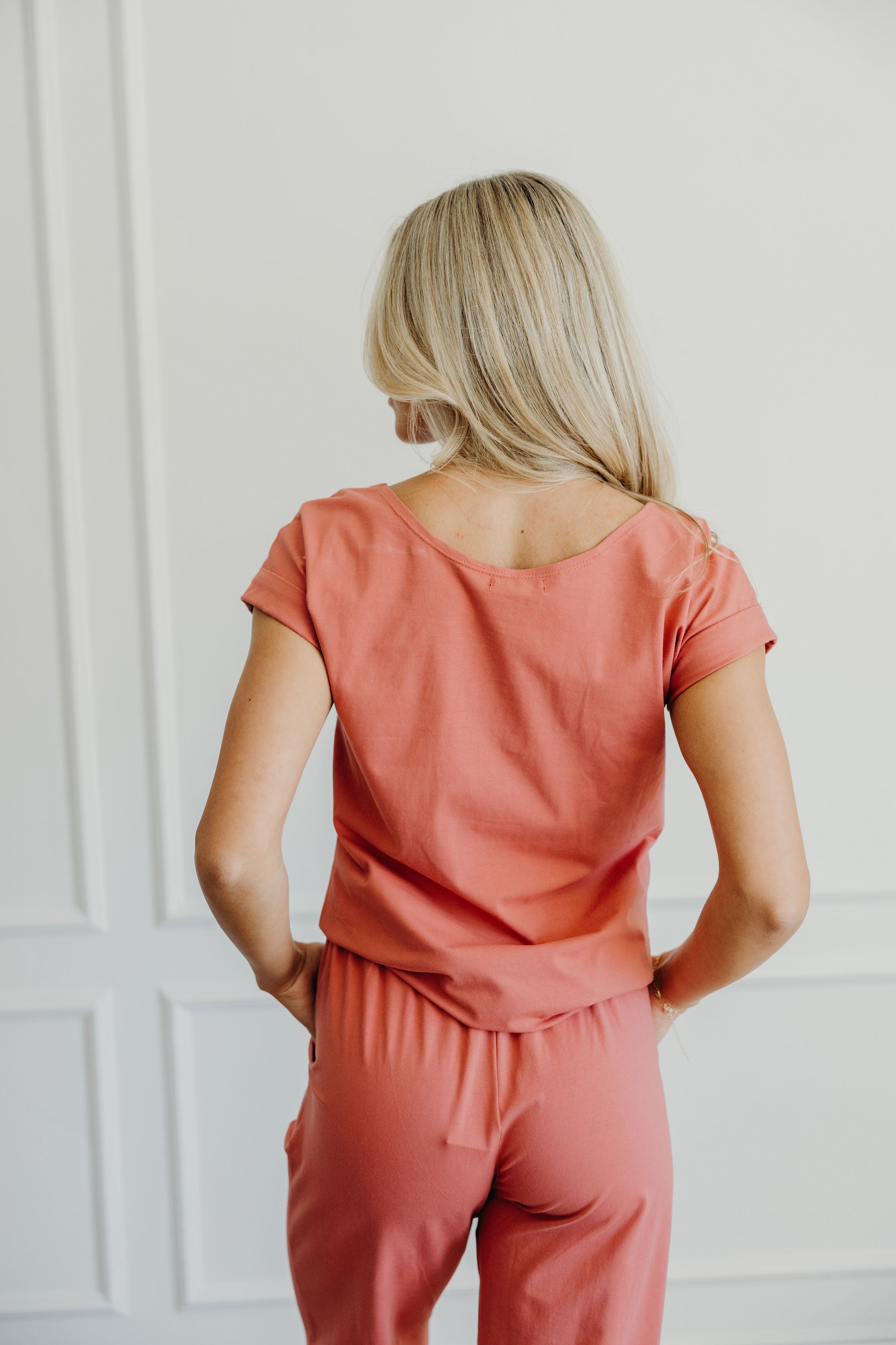 LOUNGE CUFF SLEEVE TEE IN WATERMELON FINAL SALE
