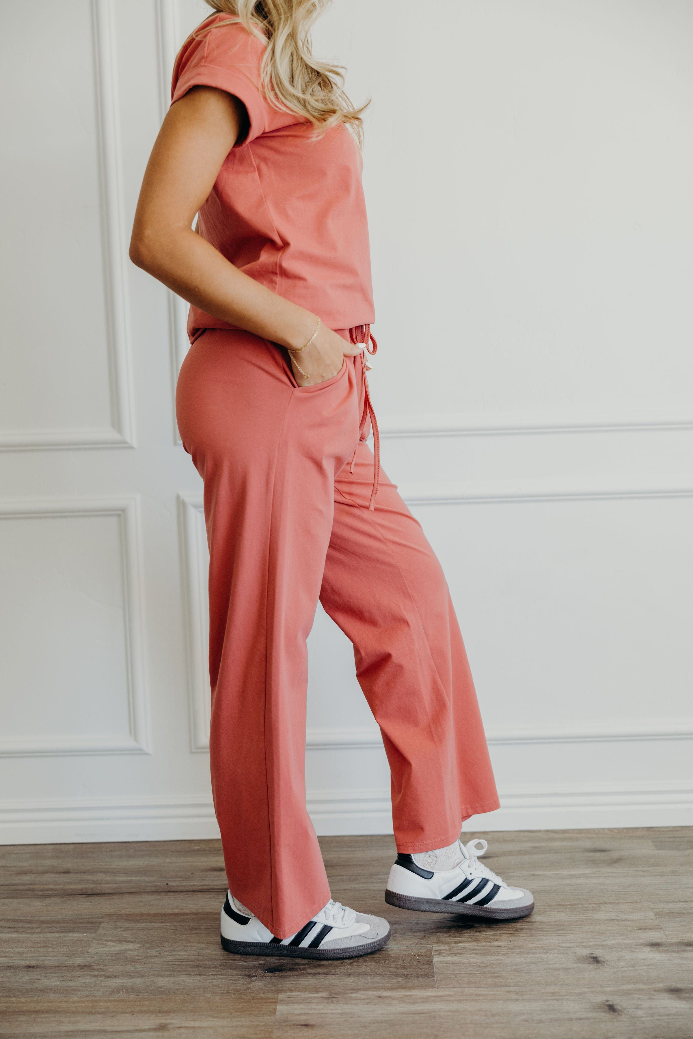 WIDE LEG LOUNGE PANTS IN WATERMELON FINAL SALE