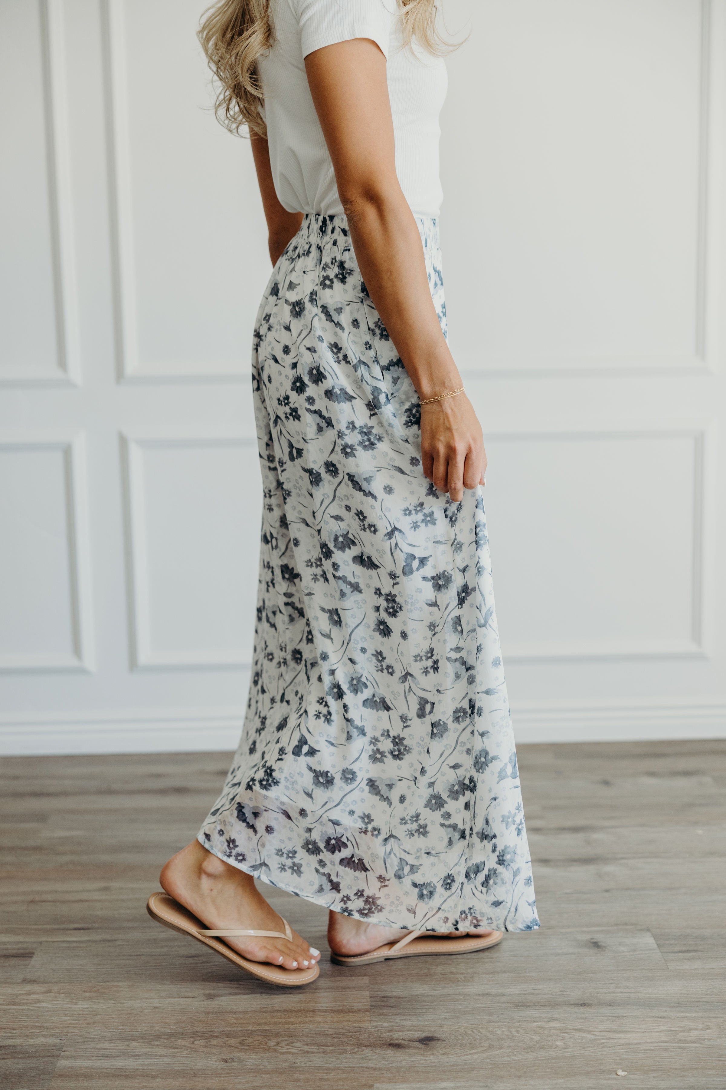 MAXI SLIP SKIRT IN BLUE WASHED DENIM FINAL SALE