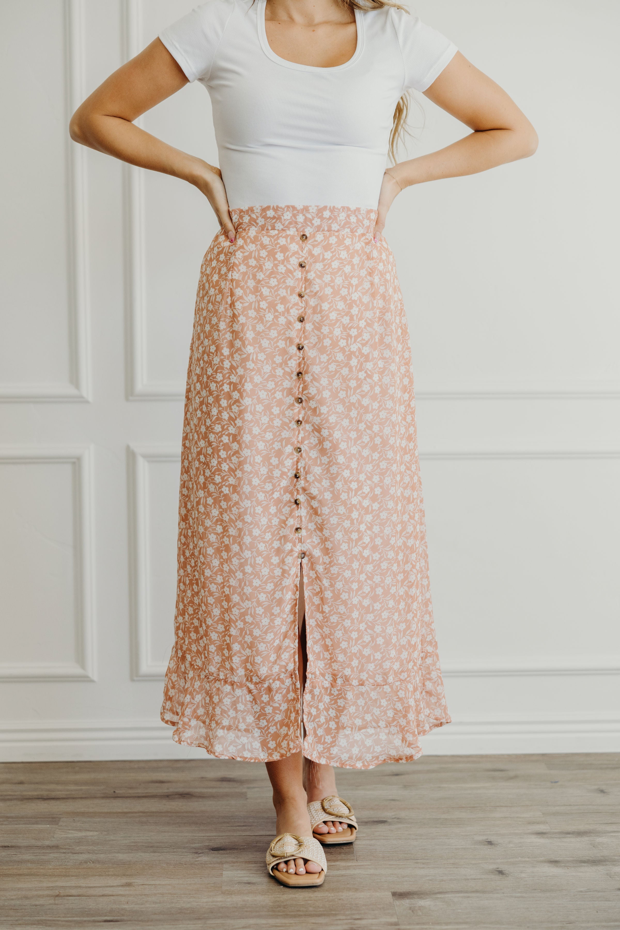 SLIT FRONT MAXI IN FLORAL PUNCH FINAL SALE