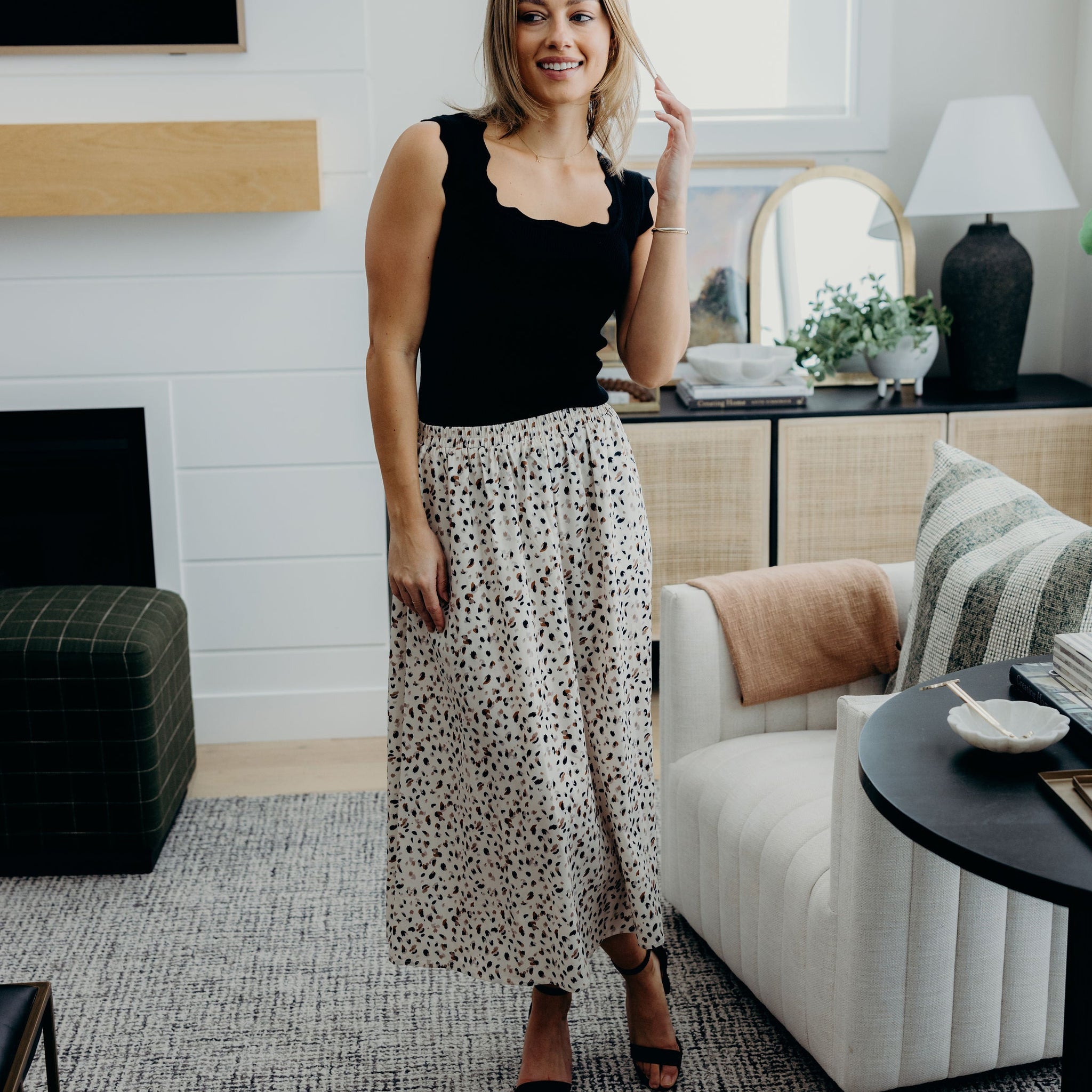 MAXI SKIRT IN DAPPLE DASH
