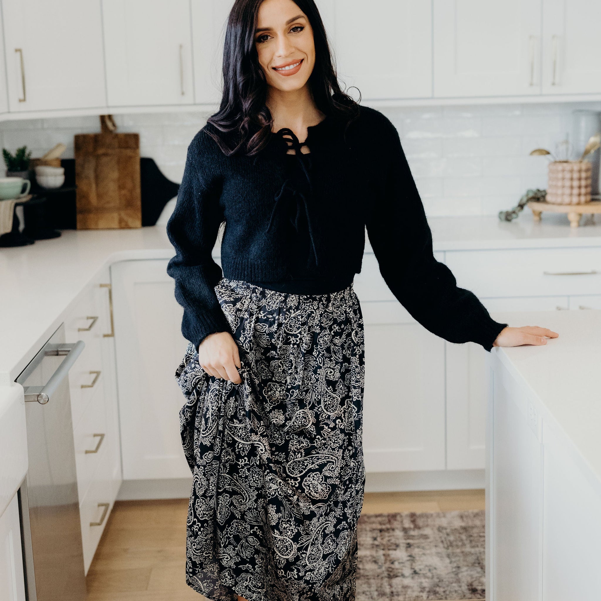 MAXI SKIRT IN MIDNIGHT SWIRL