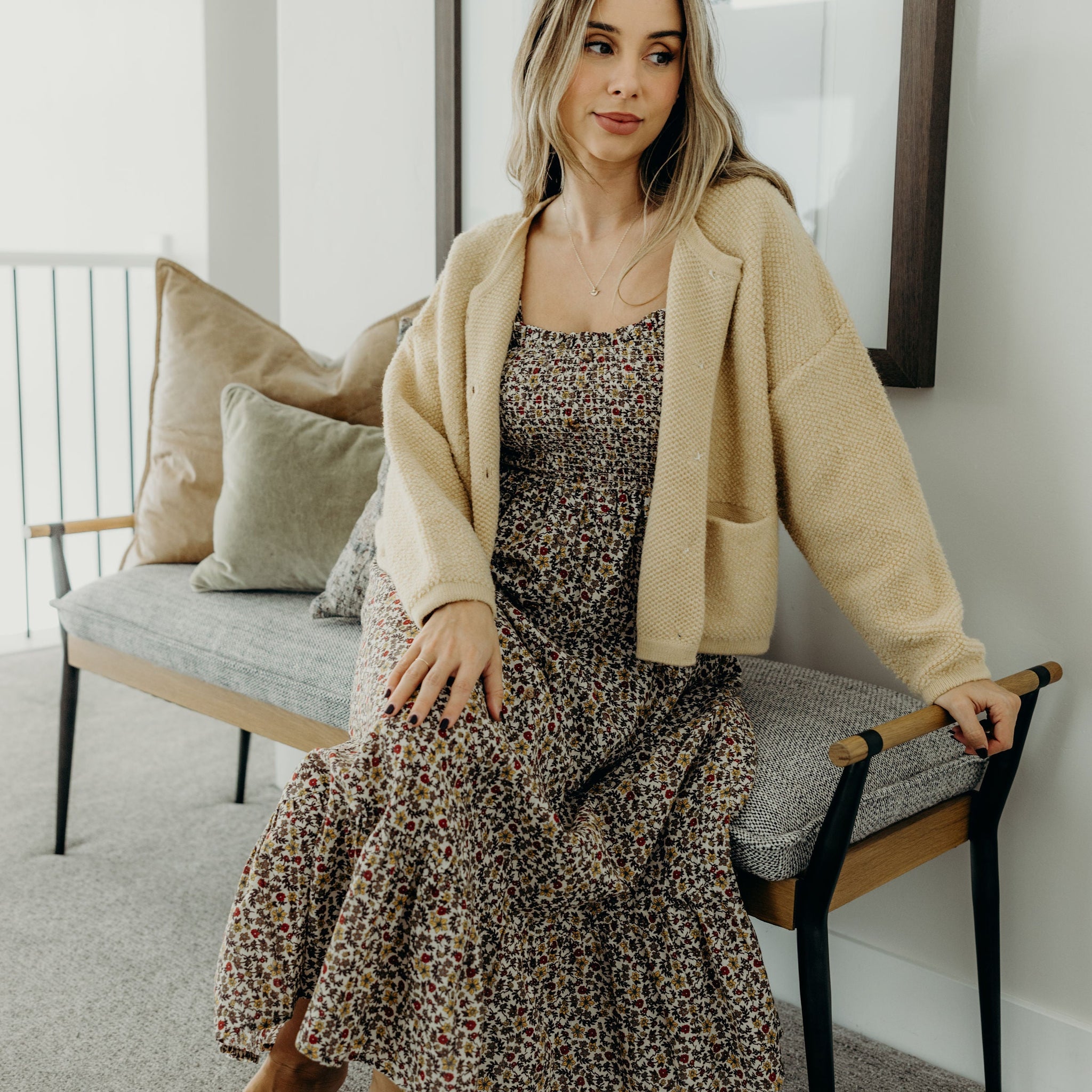 BUTTON FRONT CARDI IN CORNSILK