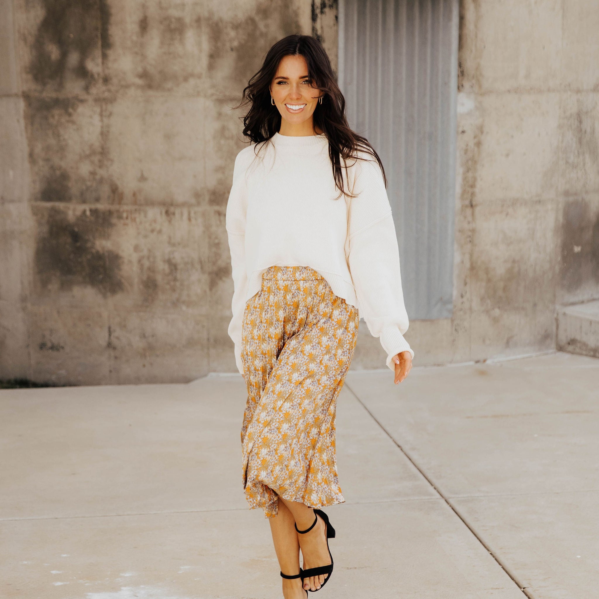 PLEATED SILK SKIRT IN LUSTROUS CASCADE FINAL SALE