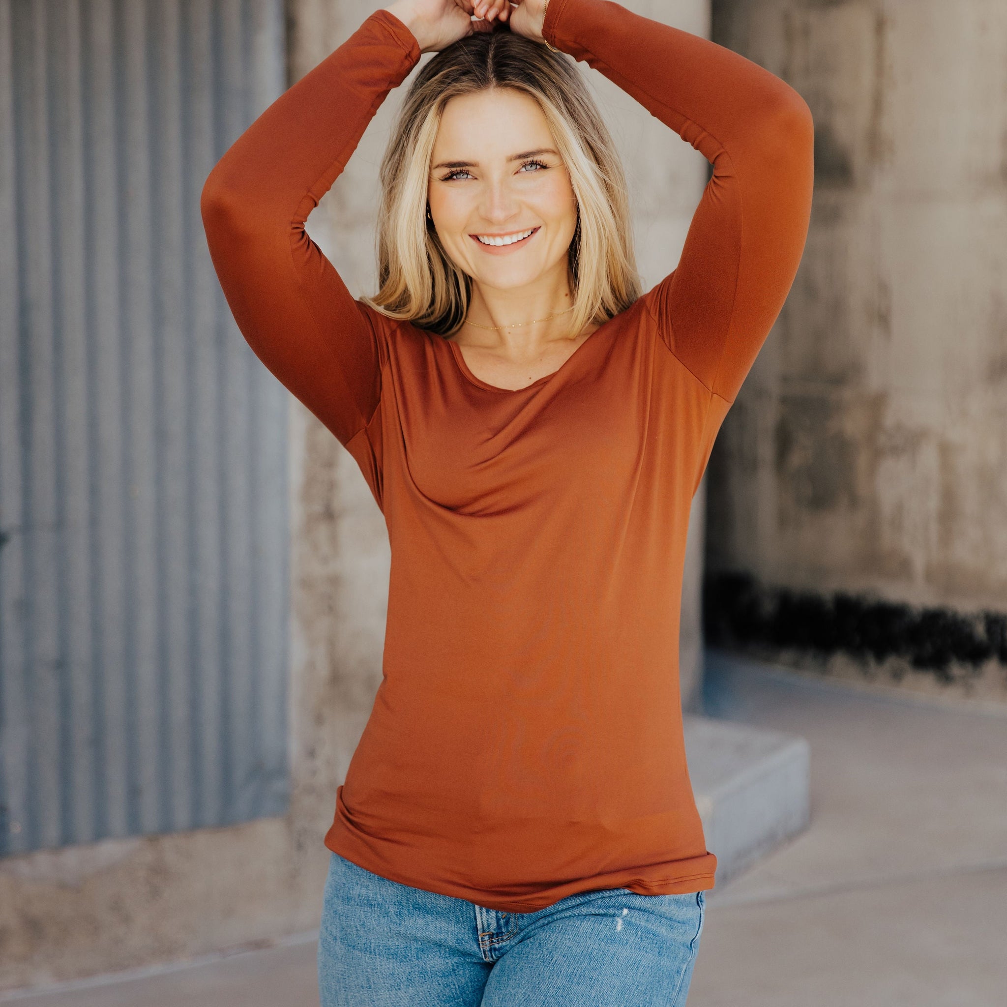 SOFT LONG SLEEVE TEE IN PAPRIKA FINAL SALE
