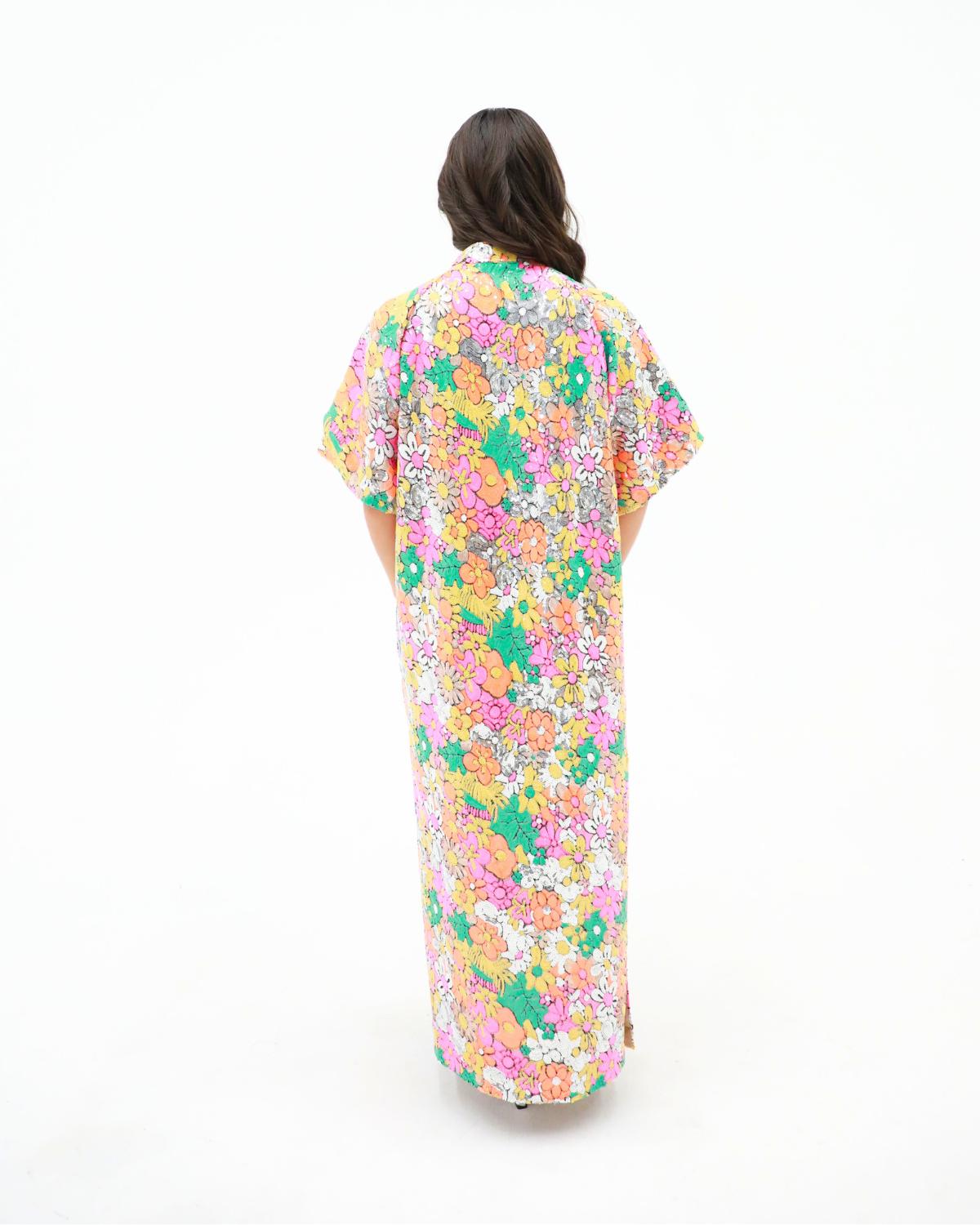 Leighton Coral Cascade Maxi Dress