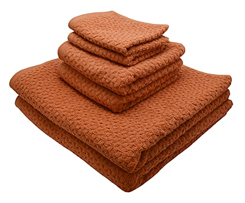 Towels Beyond Luxury 6 Piece Genuine Cotton Bath Towel Set - Jacquard Woven Soft Textured Towels Made with 100% Turkish Cotton