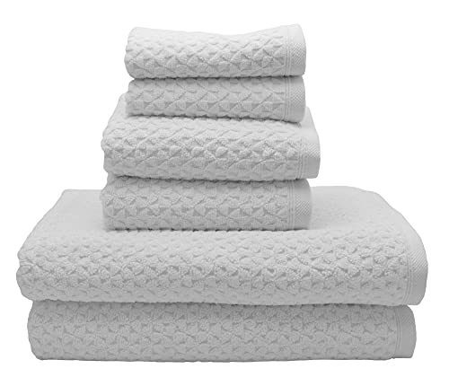 Towels Beyond Luxury 6 Piece Genuine Cotton Bath Towel Set - Jacquard Woven Soft Textured Towels Made with 100% Turkish Cotton