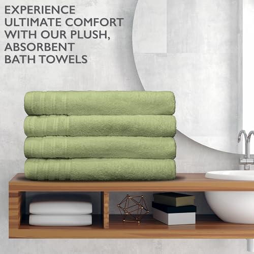 4 Piece Premium Bath Towels Set - 100% Cotton Terry Cloth, Absorbent & Soft, Machine Washable & Quick Dry - 27"x54" Set of 4