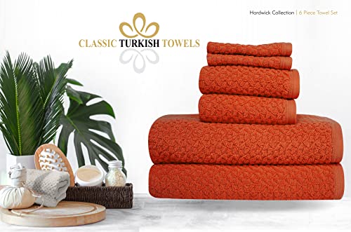 Towels Beyond Luxury 6 Piece Genuine Cotton Bath Towel Set - Jacquard Woven Soft Textured Towels Made with 100% Turkish Cotton