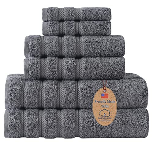 Towels Beyond Luxury 6 Piece Towel Set - 100% USA Cotton, Very Soft and Super Absorbent Bath Towels, Hand Towels, and Washcloths