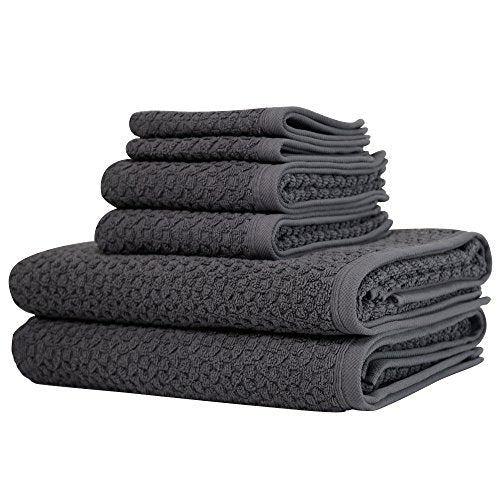 Towels Beyond Luxury 6 Piece Genuine Cotton Bath Towel Set - Jacquard Woven Soft Textured Towels Made with 100% Turkish Cotton