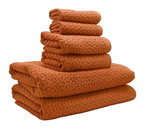 Towels Beyond Luxury 6 Piece Genuine Cotton Bath Towel Set - Jacquard Woven Soft Textured Towels Made with 100% Turkish Cotton