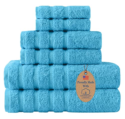 Towels Beyond Luxury 6 Piece Towel Set - 100% USA Cotton, Very Soft and Super Absorbent Bath Towels, Hand Towels, and Washcloths