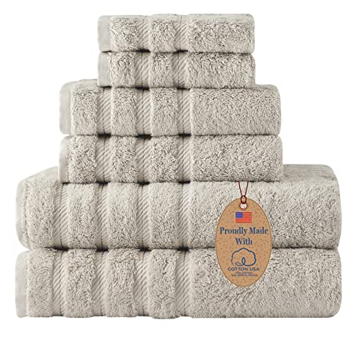 Towels Beyond Luxury 6 Piece Towel Set - 100% USA Cotton, Very Soft and Super Absorbent Bath Towels, Hand Towels, and Washcloths