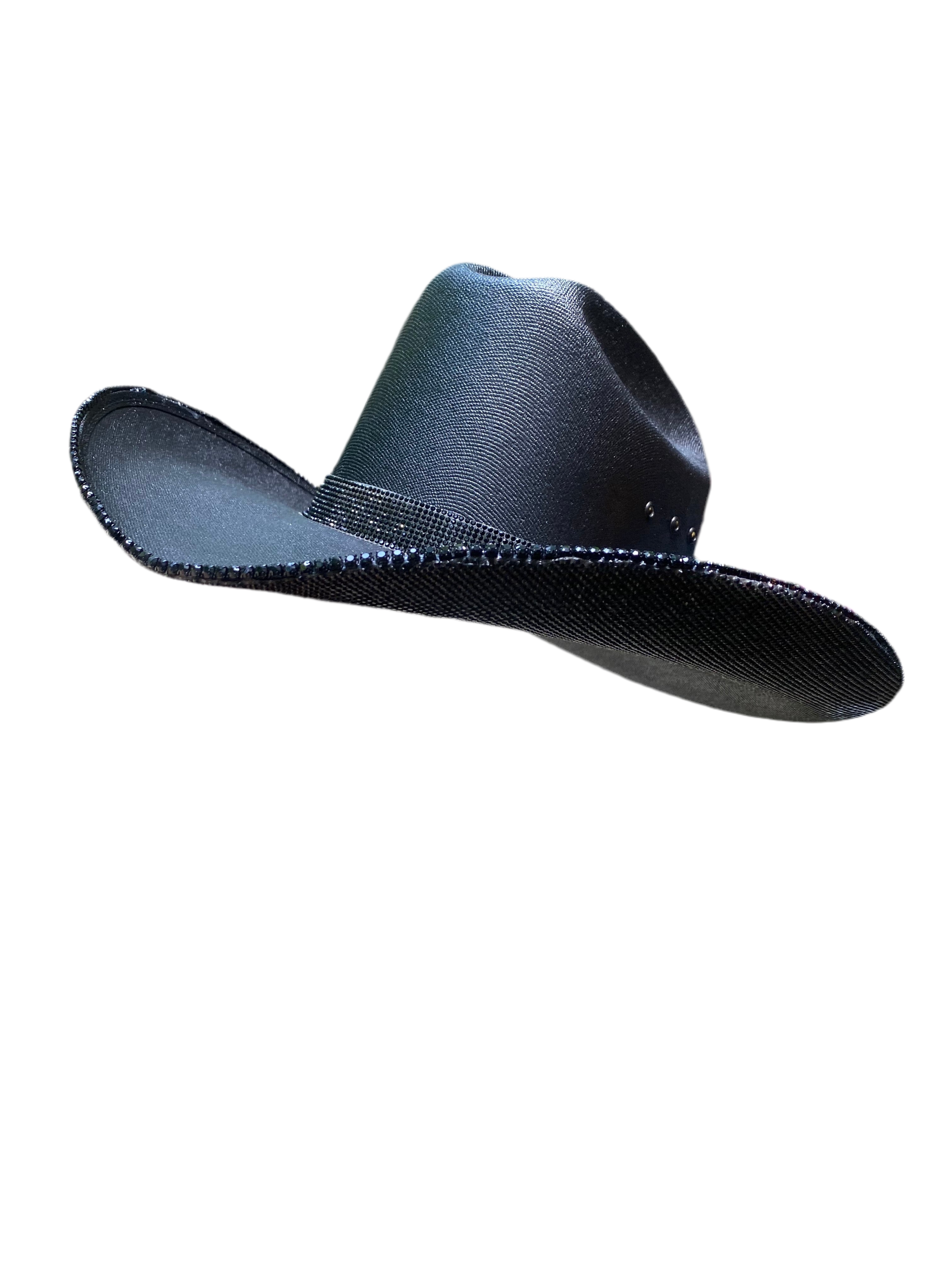 Blacked Out Rhinestone Cowgirl Hat - Underneath Only