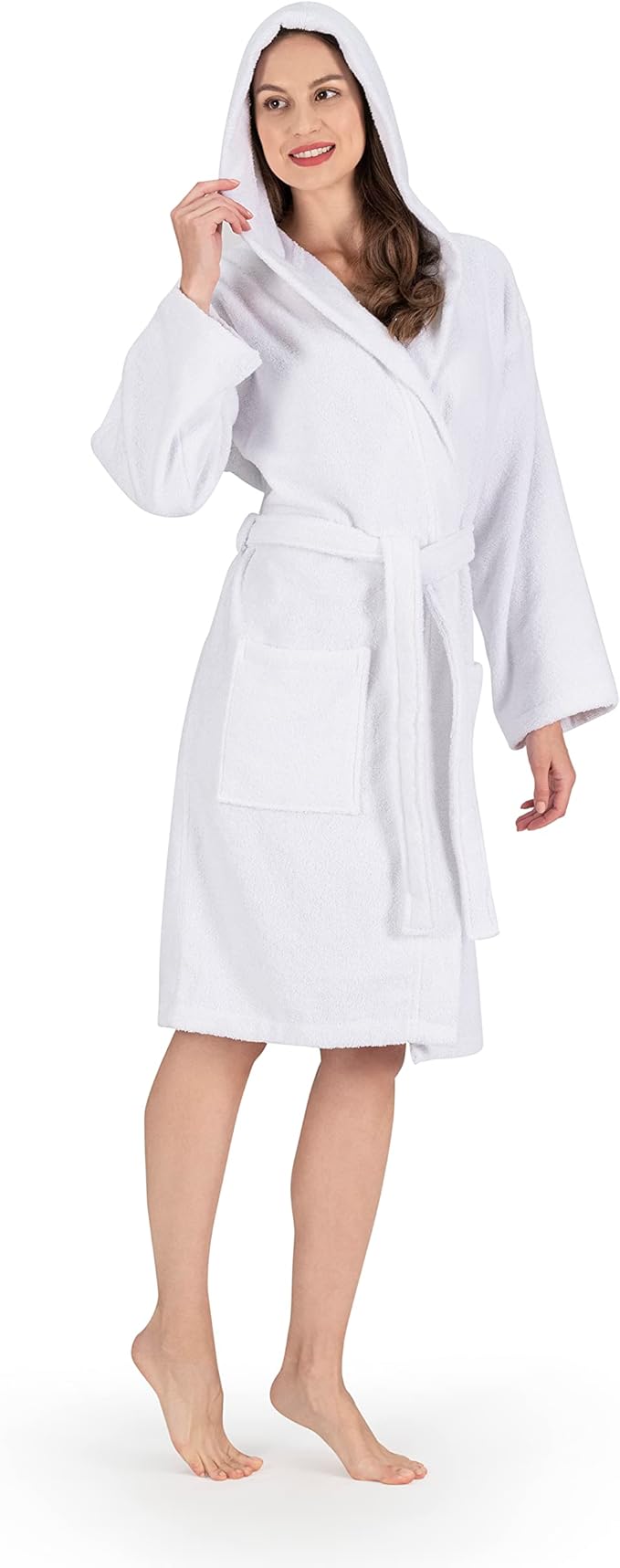 CTT Unisex Bathrobe, 100% Turkish Cotton Hooded Terry Robe, High Absorbent & Quick Dry