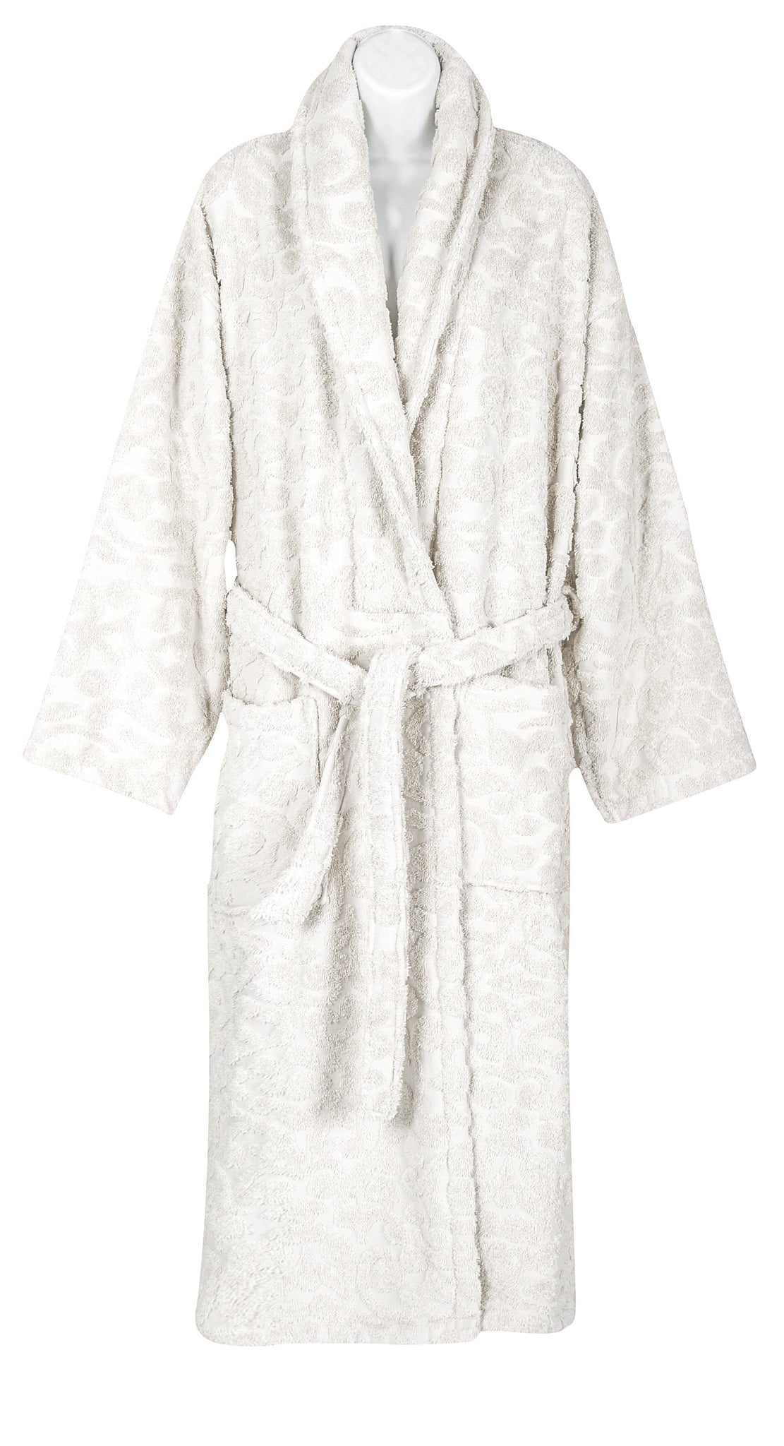 Duchene Jacquard Turkish Cotton Terry Bathrobe - Floral Design