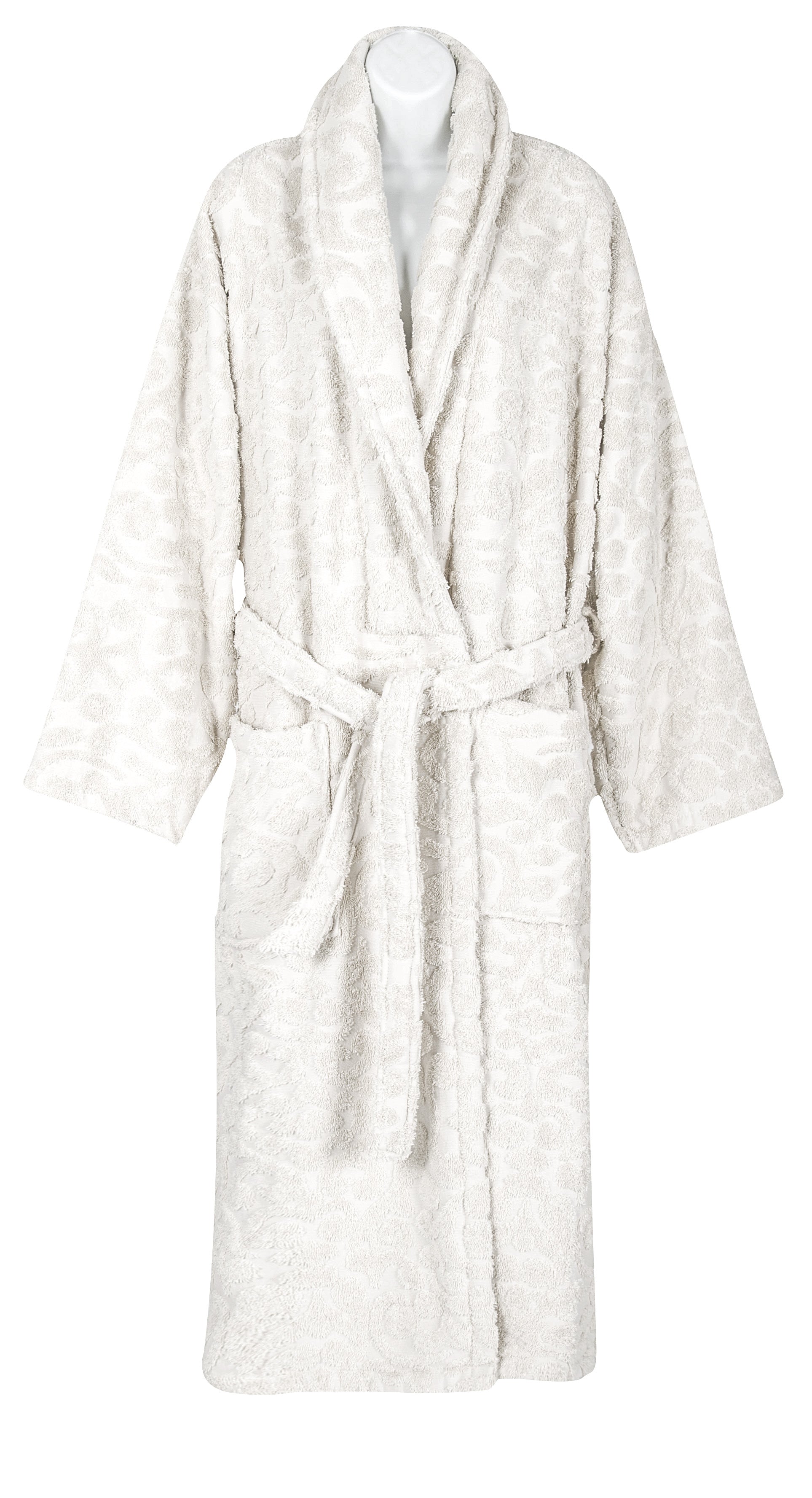 Duchene Jacquard Turkish Cotton Terry Bathrobe - Floral Design