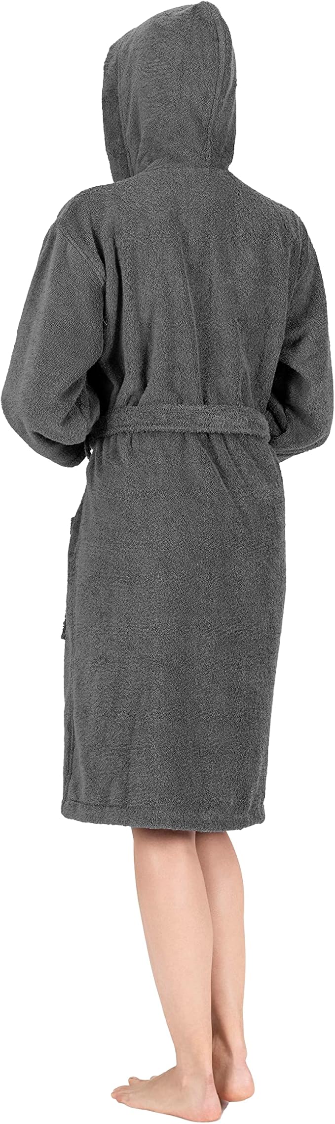 CTT Unisex Bathrobe, 100% Turkish Cotton Hooded Terry Robe, High Absorbent & Quick Dry