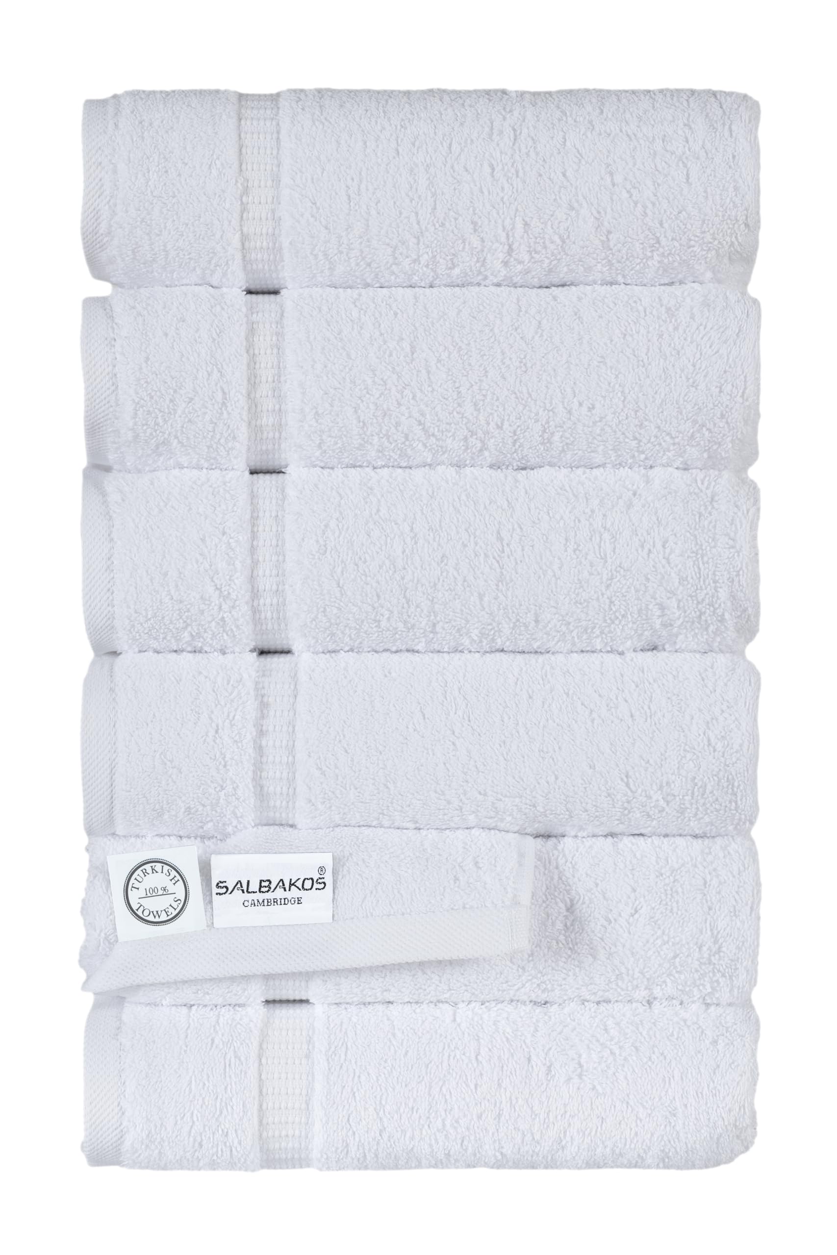 SALBAKOS - 100% Turkish Cotton Hand Towels Set 6 Pieces 16"x30" | Quick Dry, Absorbent & Soft Towels for Hotel & Spa