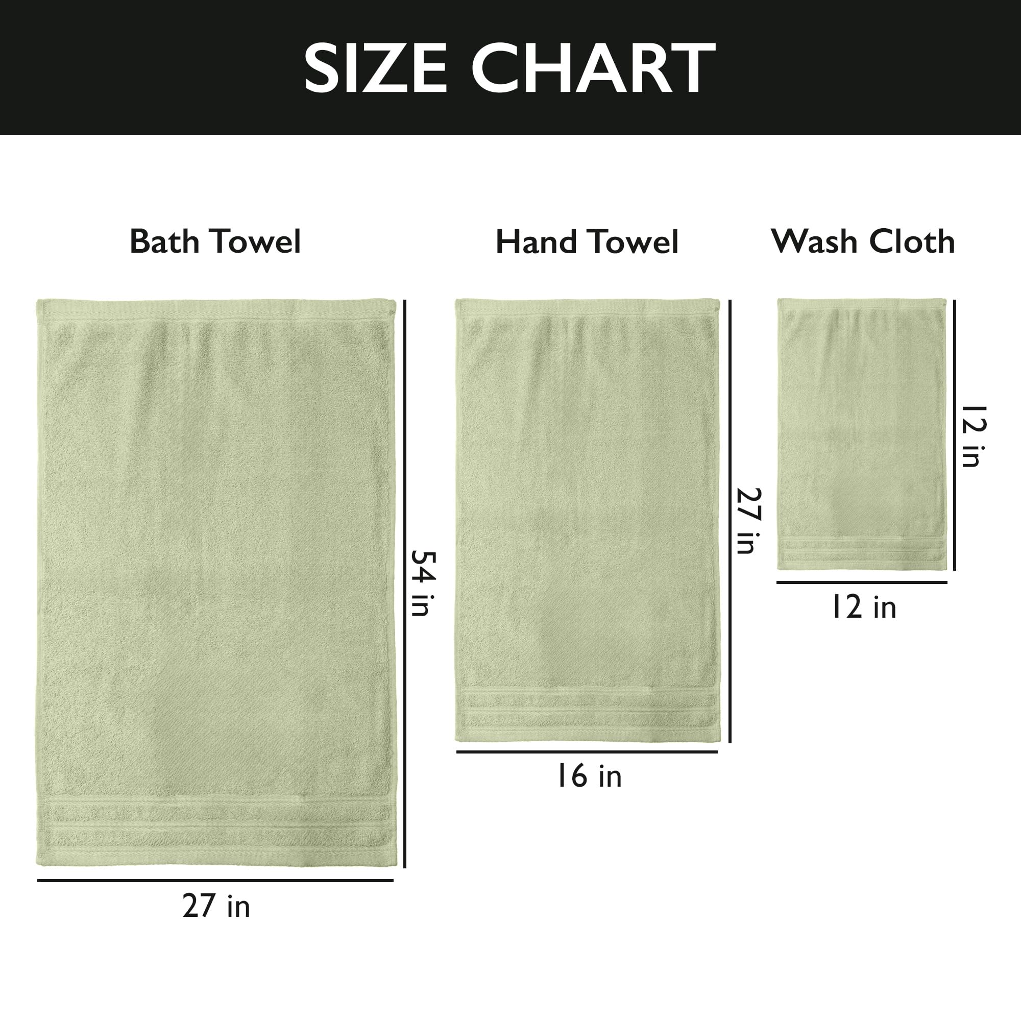 Luxury 6-Piece Shelly Towel Set - 100% Cotton Terry Cloth, 2 Bath Towels, 2 Hand Towels & 2 Washcloths, Soft, Quick Dry & High Absorbent
