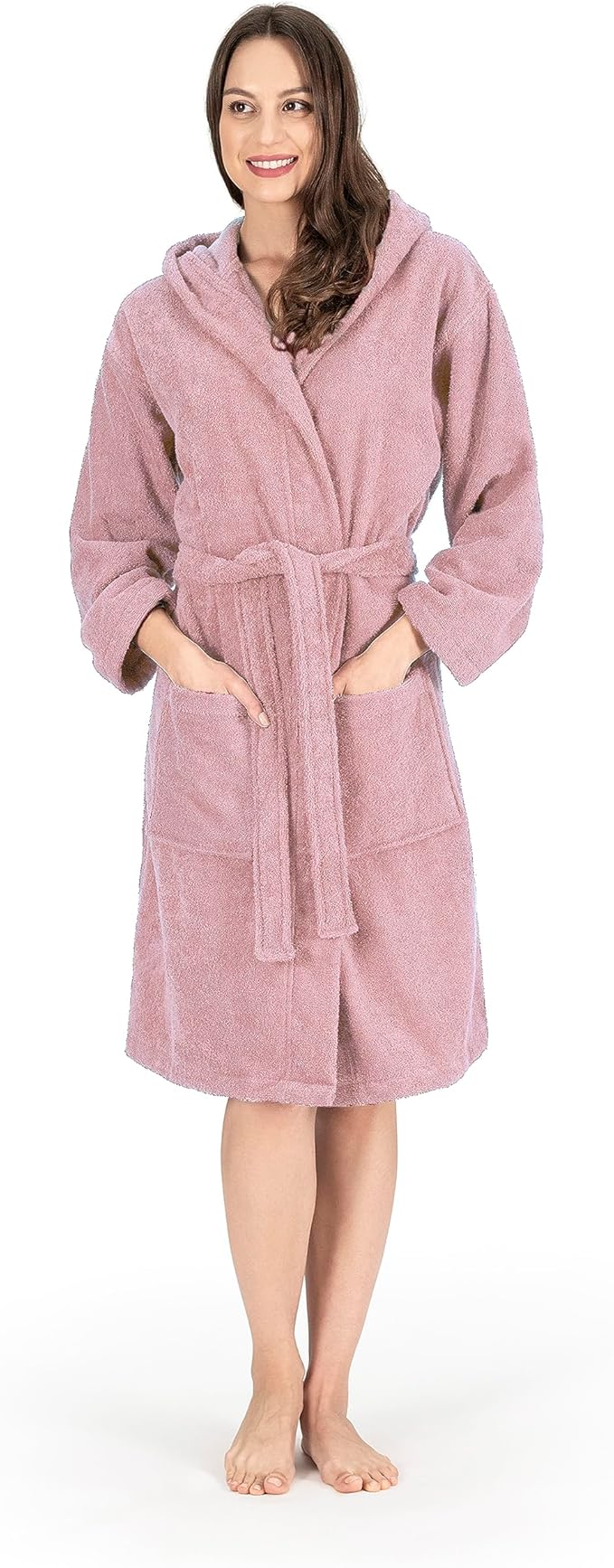 CTT Unisex Bathrobe, 100% Turkish Cotton Hooded Terry Robe, High Absorbent & Quick Dry