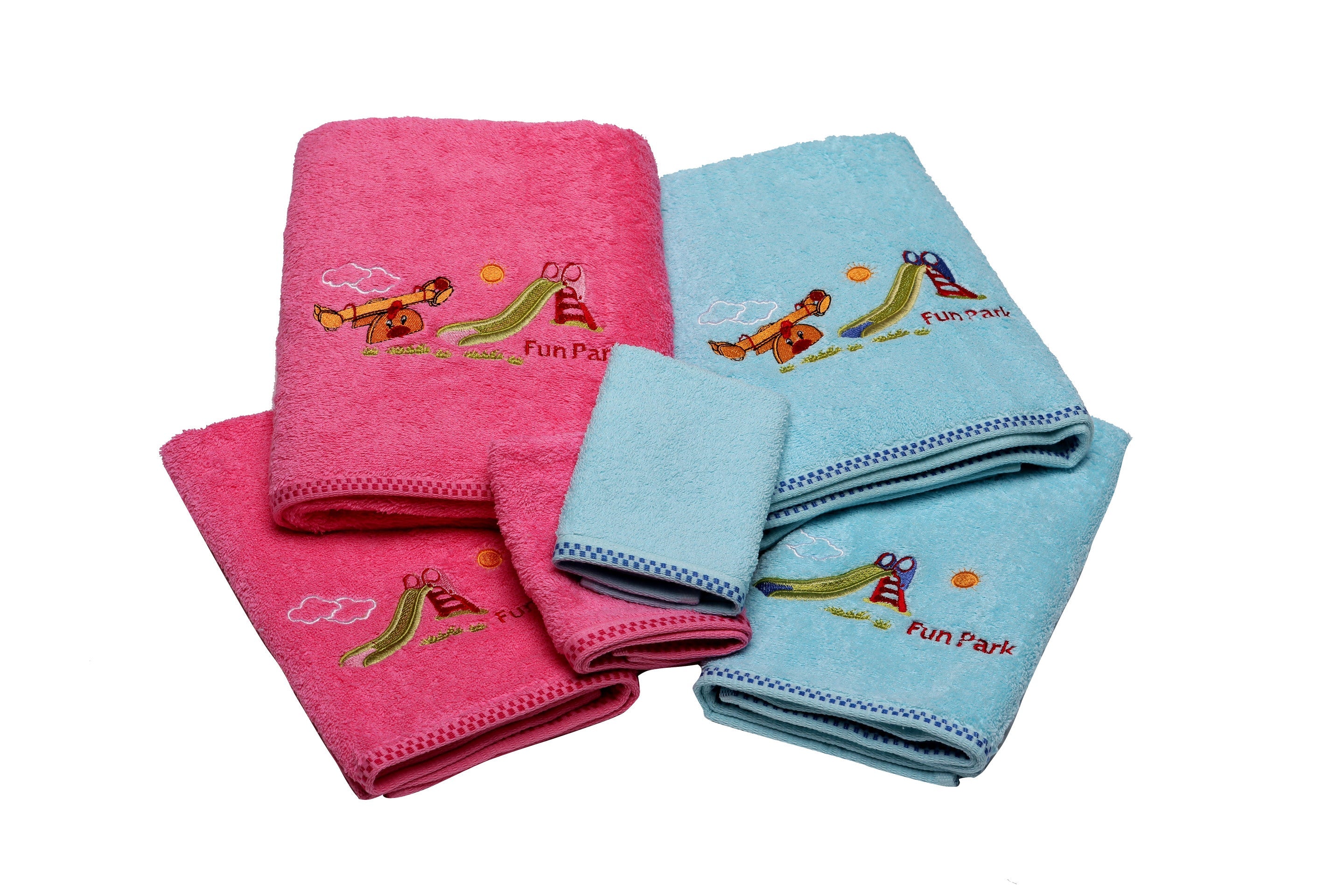 Kids Embroidered Turkish Cotton Towel Set of 6