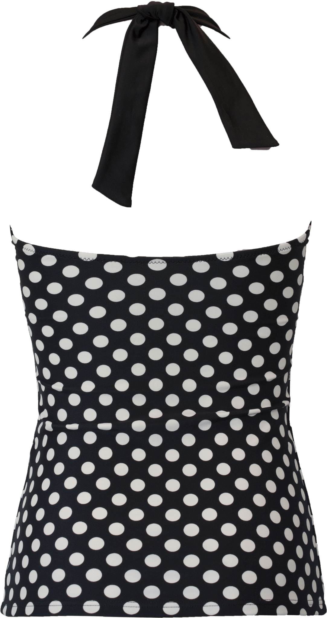 Ruched Square Halter Top - Black Cream Retro Dots - FINAL SALE
