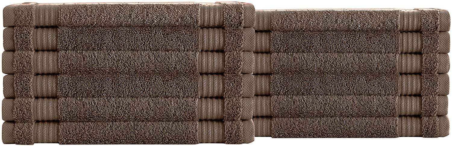 Amadeus Luxury Turkish Cotton Soft Washcloths - 12 Pieces