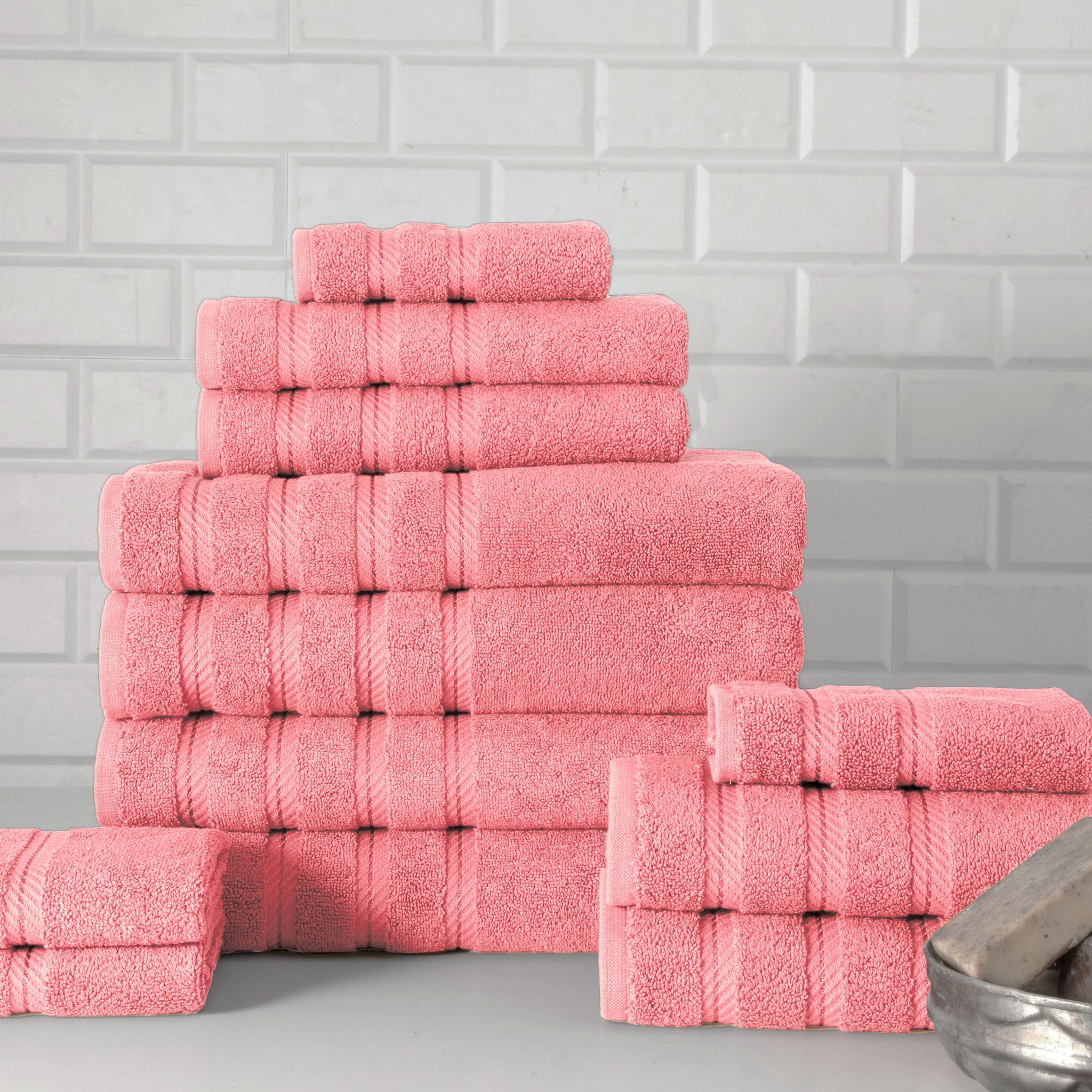 Antalya Turkish Cotton Family Towel Set of 12 (4 Bath Towels, 4 Hand Towels & 4 Washcloths)