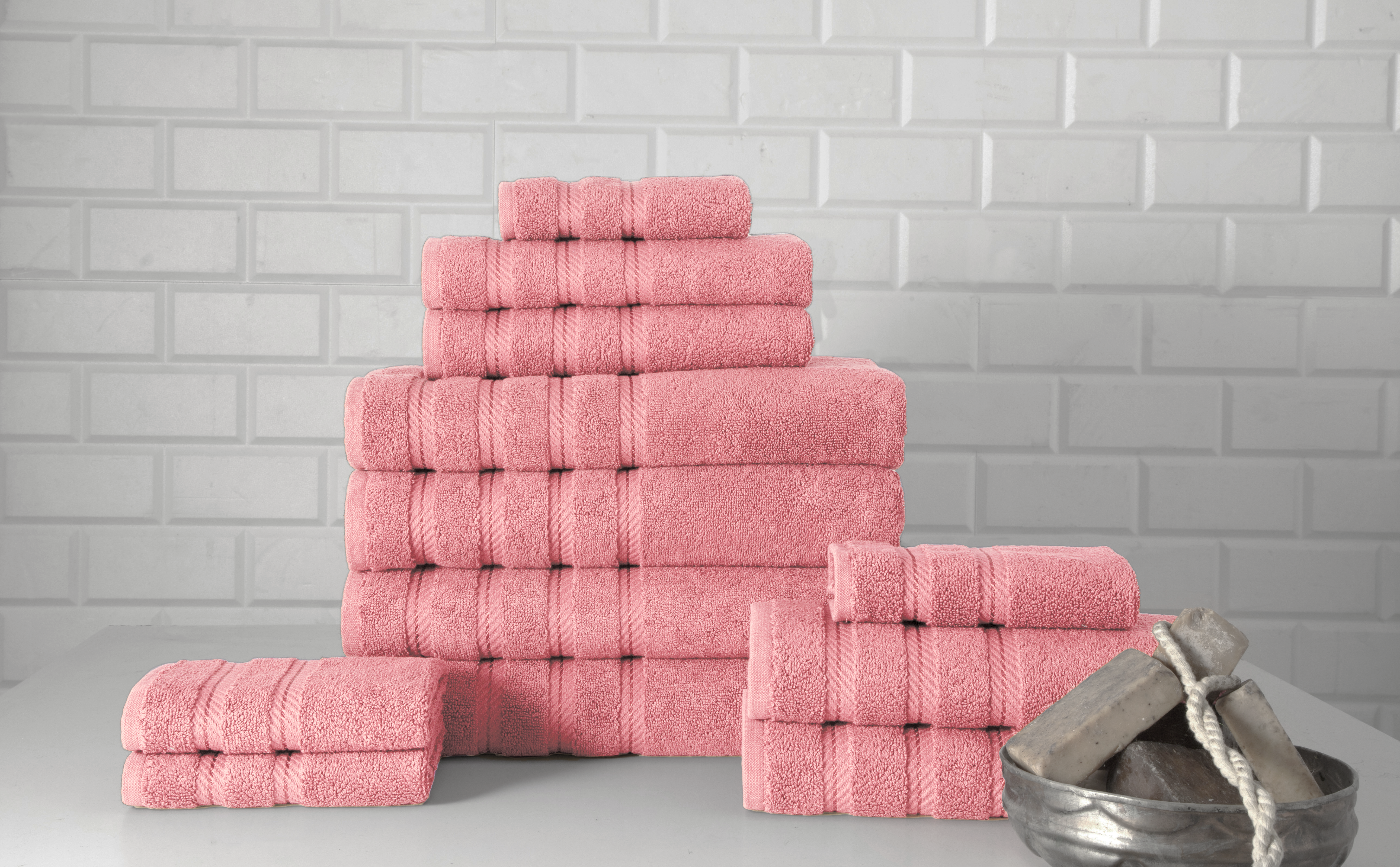 Antalya Turkish Cotton Family Towel Set of 12 (4 Bath Towels, 4 Hand Towels & 4 Washcloths)