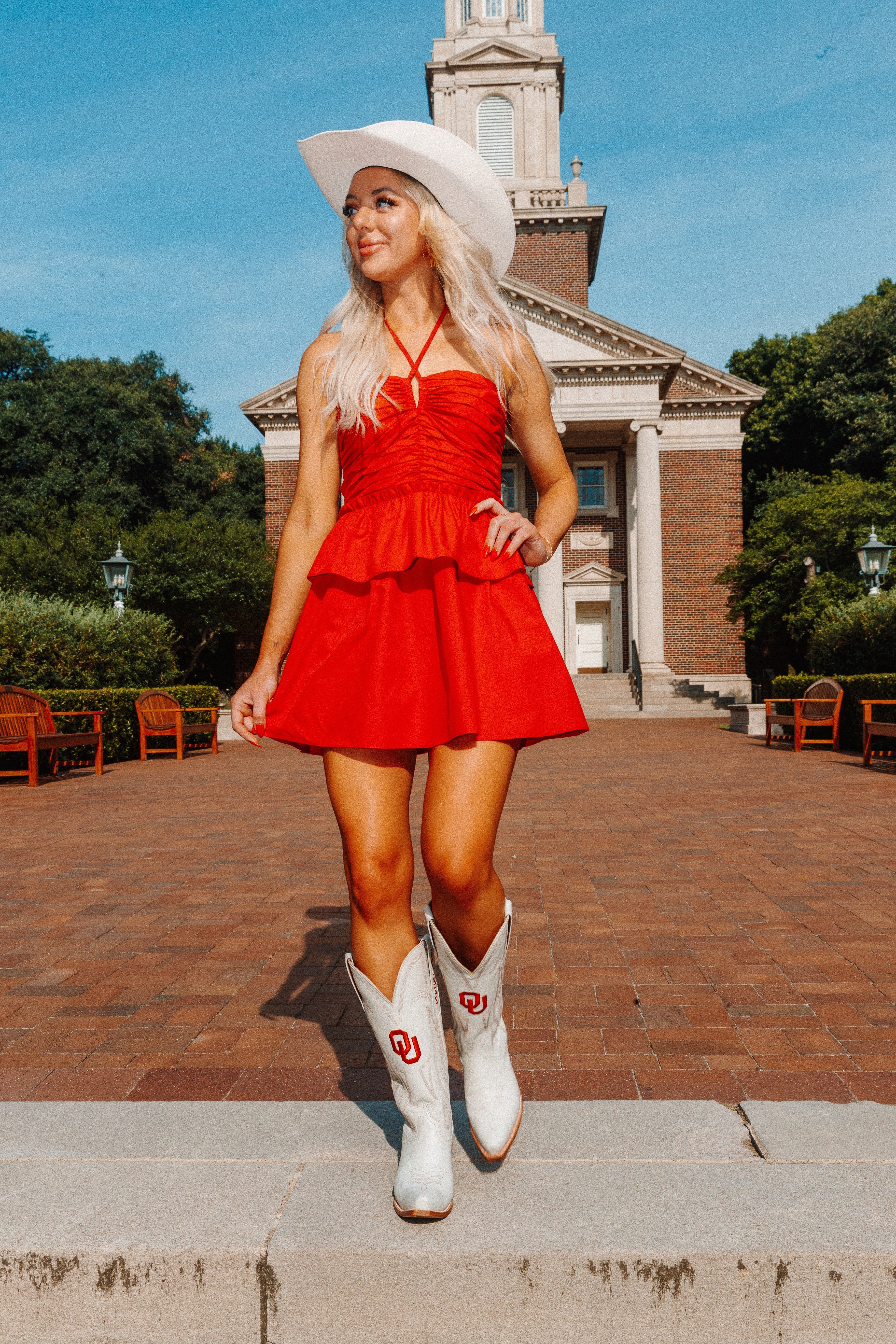 Remi Halter Romper - Red