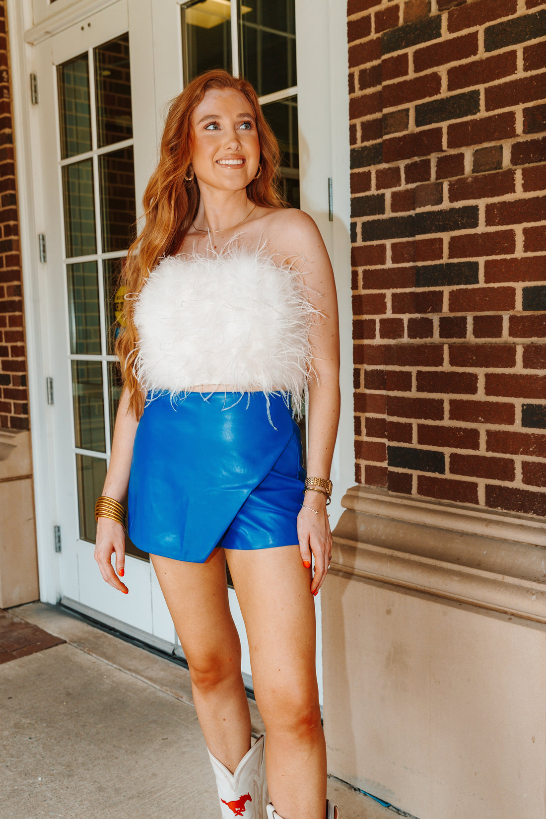 John Vegan Leather Envelope Skort - Royal Blue