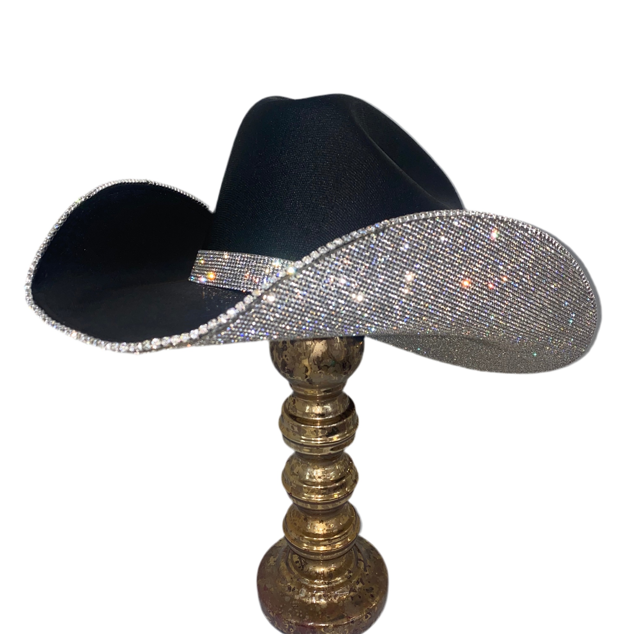 Black Cowgirl Hat with Crystal Rhinestones