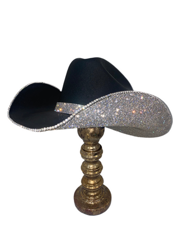 Black Cowgirl Hat with Crystal Rhinestones