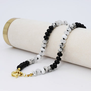 Brooke Black and White Gemstone Necklace